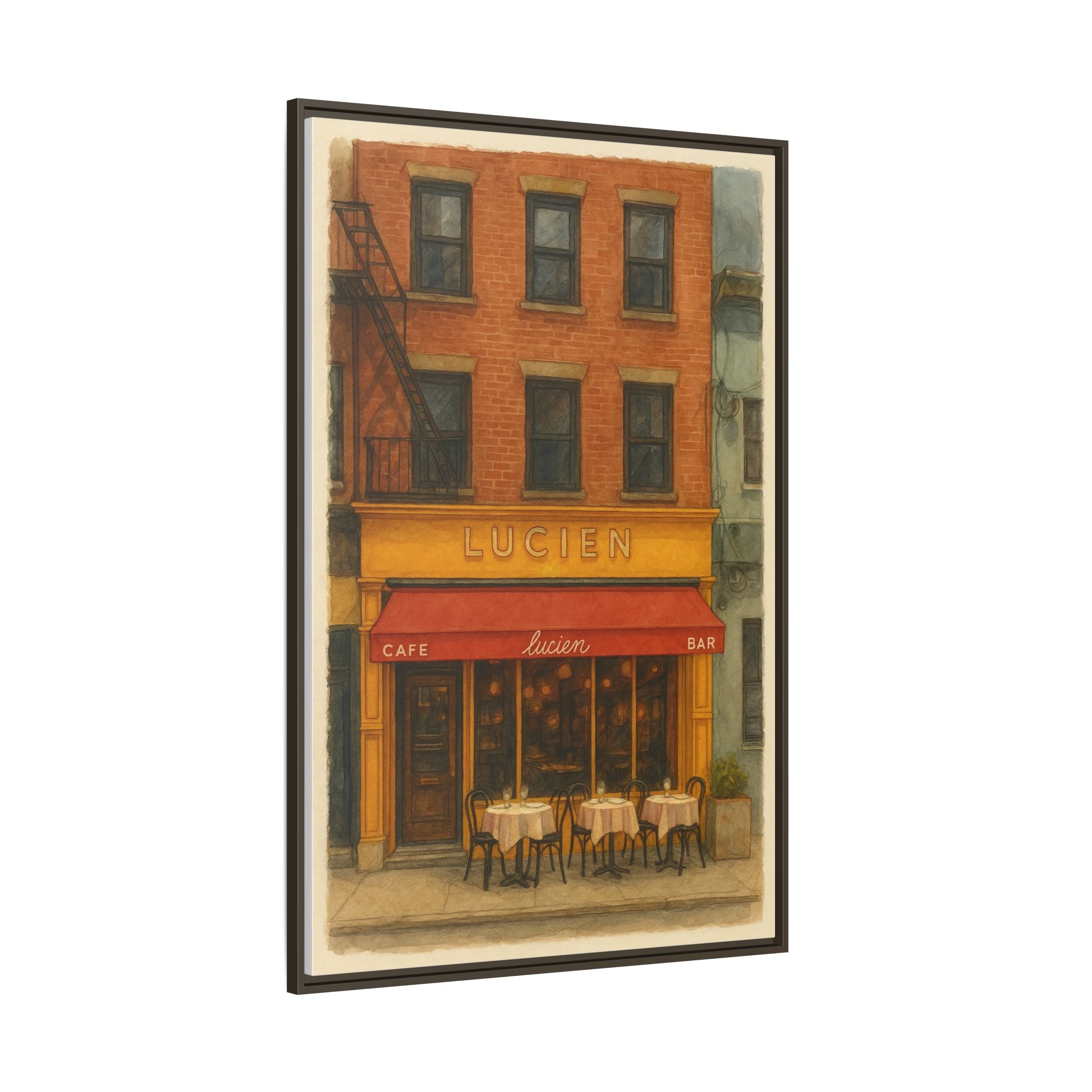 Lucien Restaurant — Restaurant Print | Matte Canvas + Wooden Frame