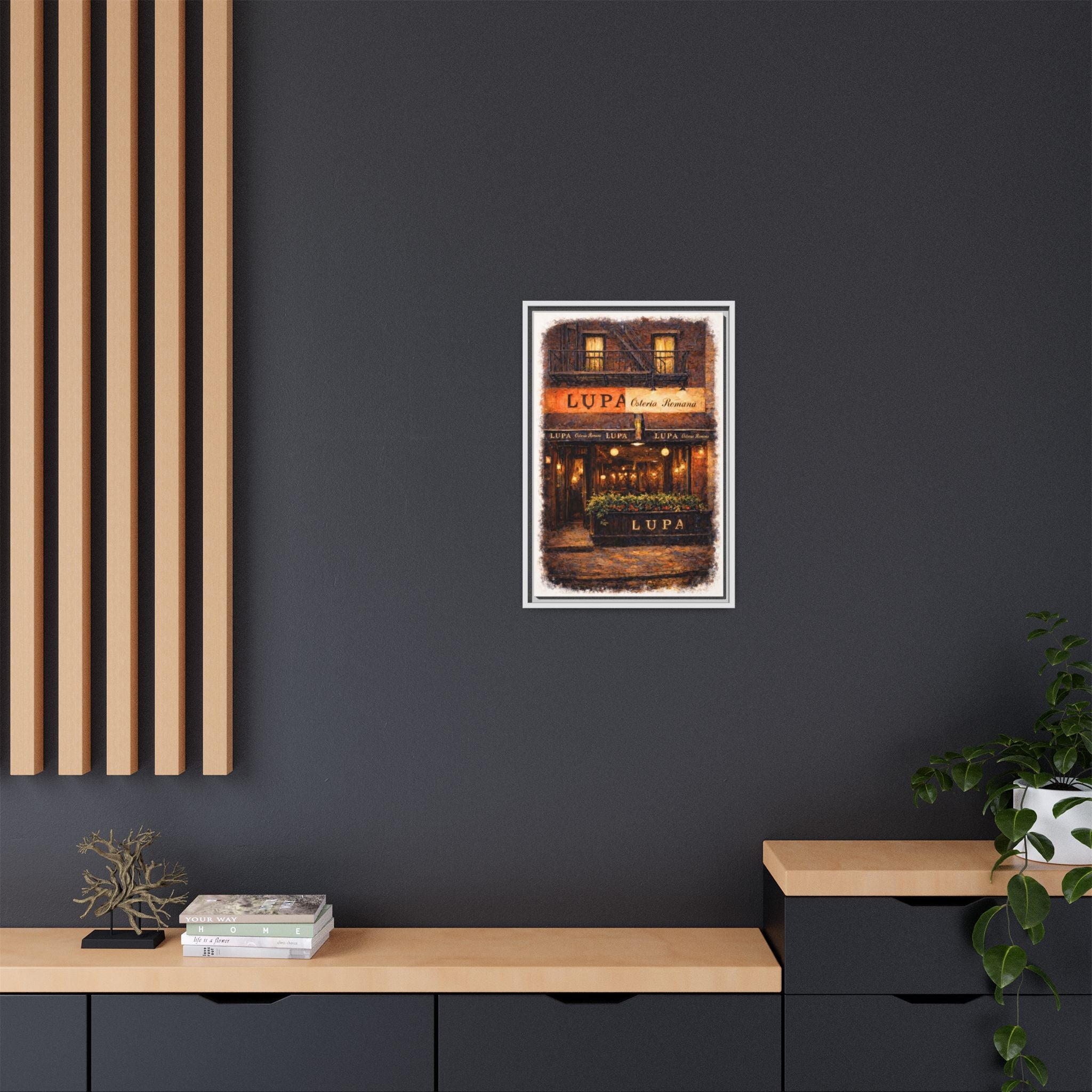Lupa Osteria Romana — Restaurant Print | Matte Canvas + Wooden Frame