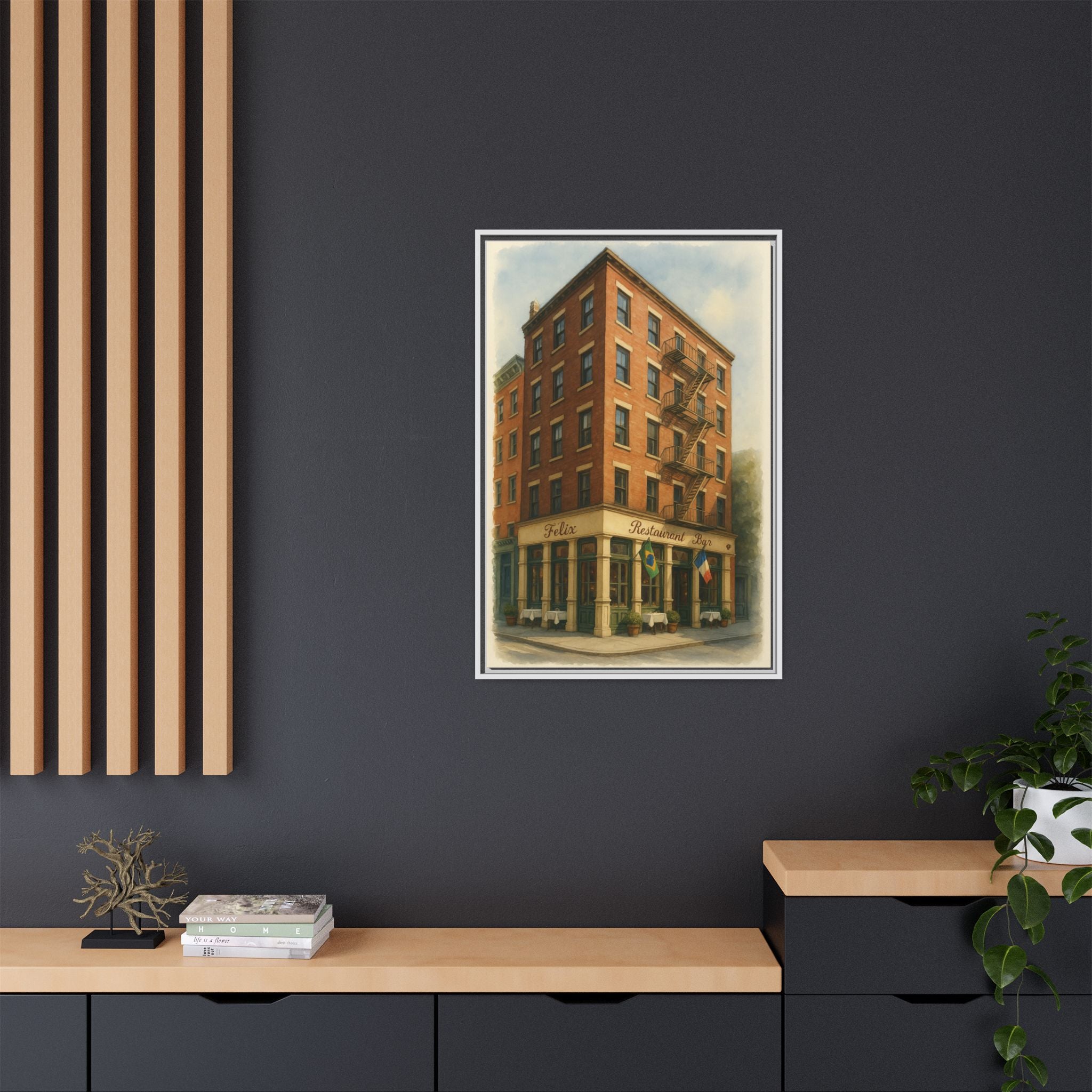 Felix — Restaurant Print | Matte Canvas + Wooden Frame