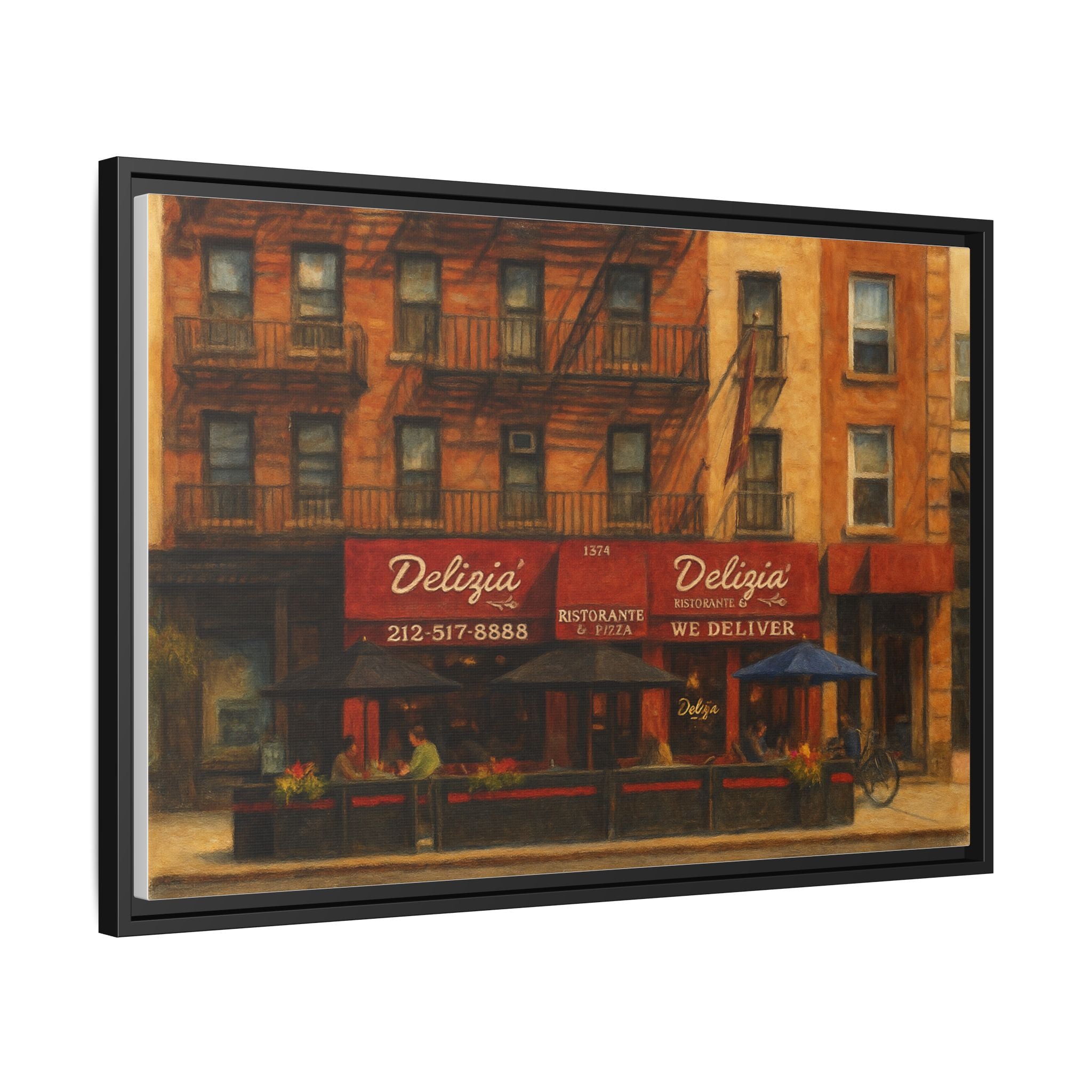 Delizia Pizza — Restaurant Print | Matte Canvas + Wooden Frame
