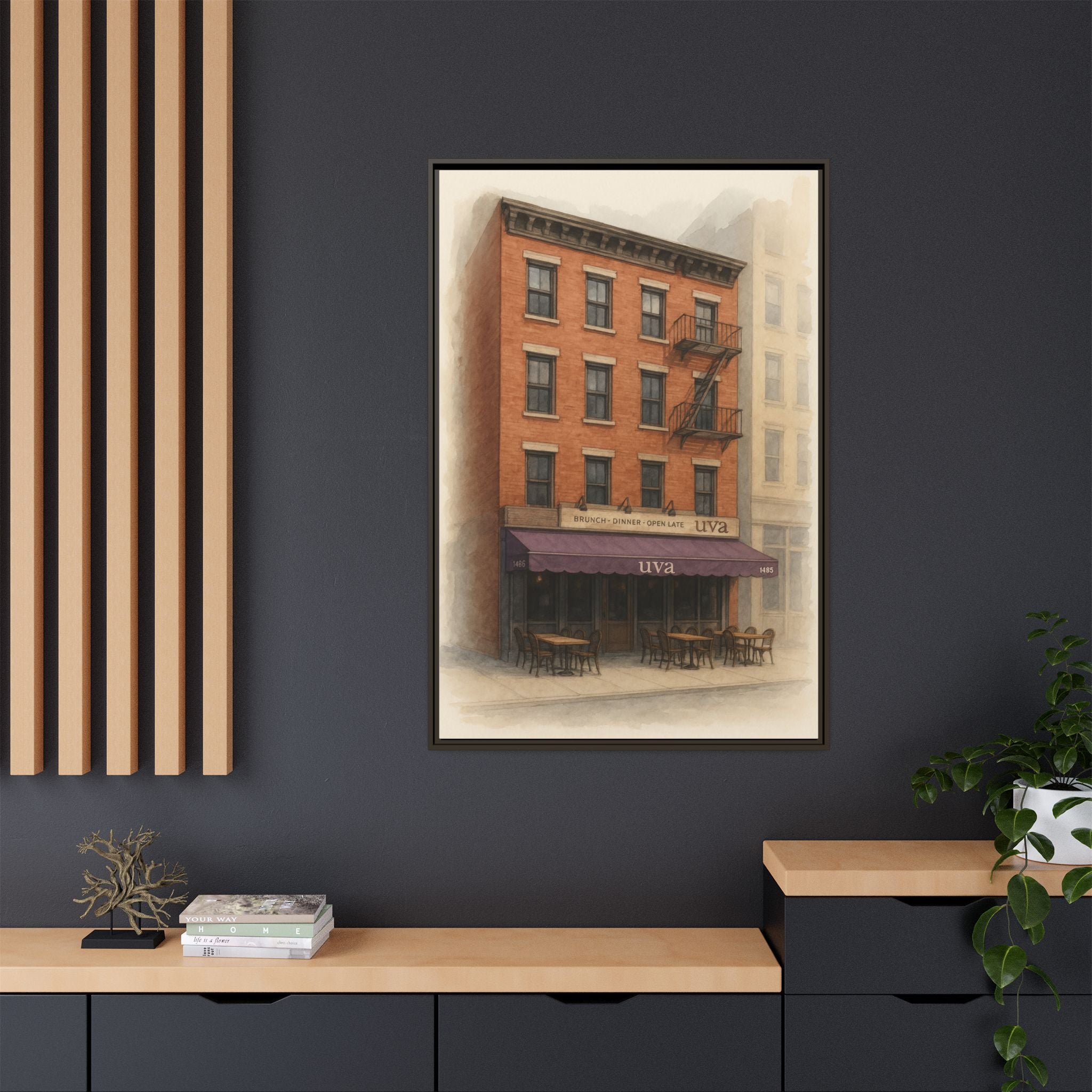 Uva Restaurant Print — Restaurant Print | Matte Canvas + Wooden Frame