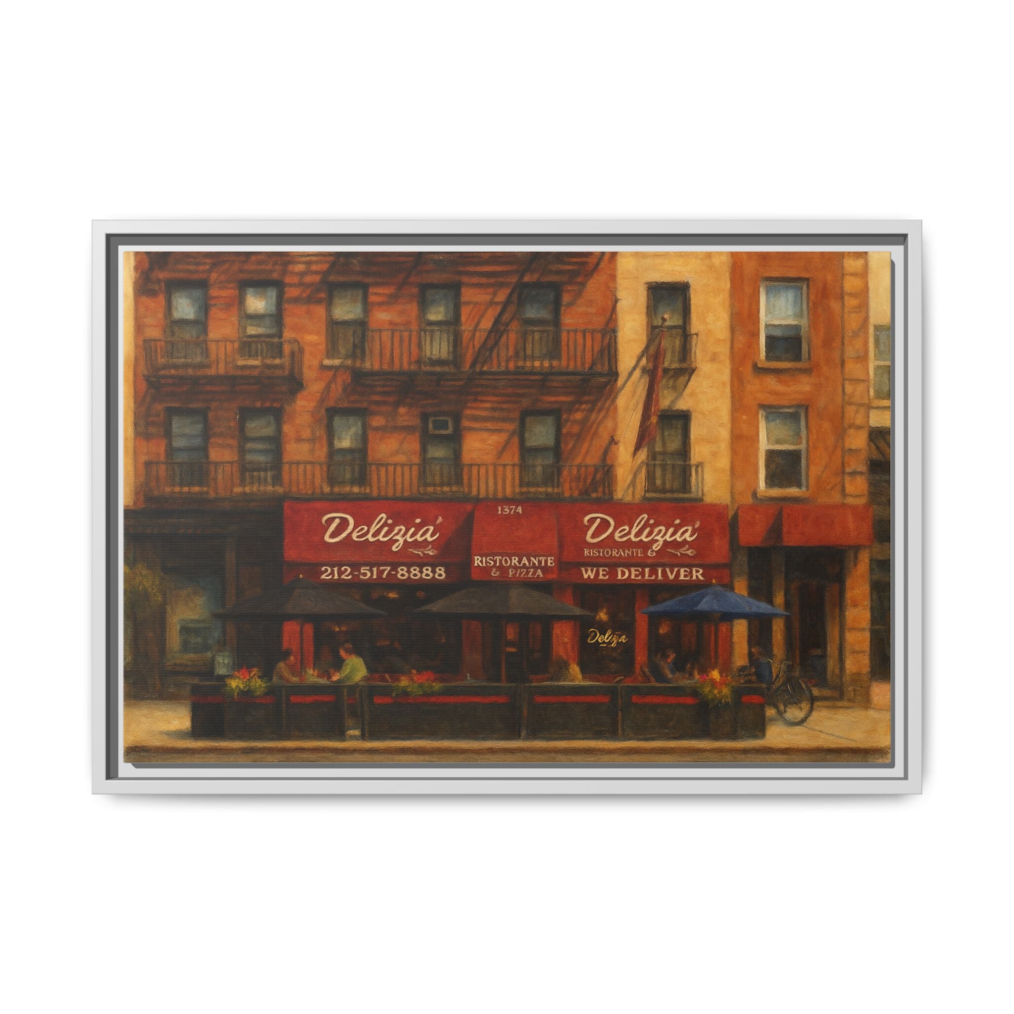 Delizia Pizza — Restaurant Print | Matte Canvas + Wooden Frame