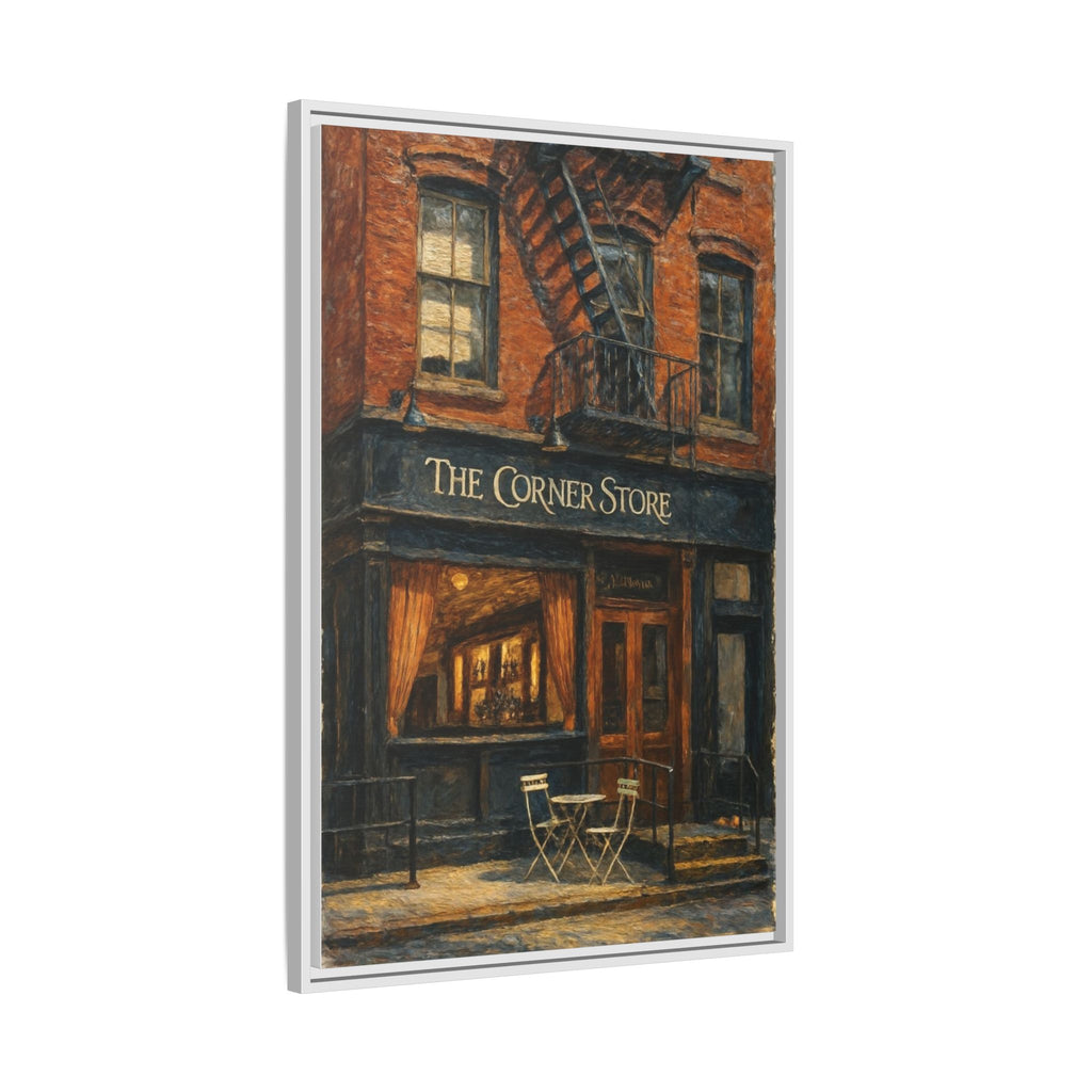 The Corner Store — Restaurant Print | Matte Canvas + Wooden Frame