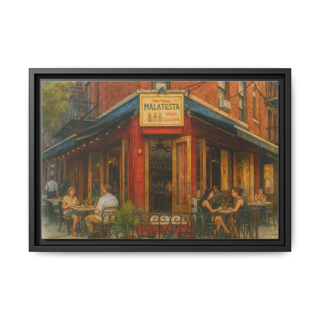 Malatesta Trattoria — Restaurant Print | Matte Canvas + Wooden Frame