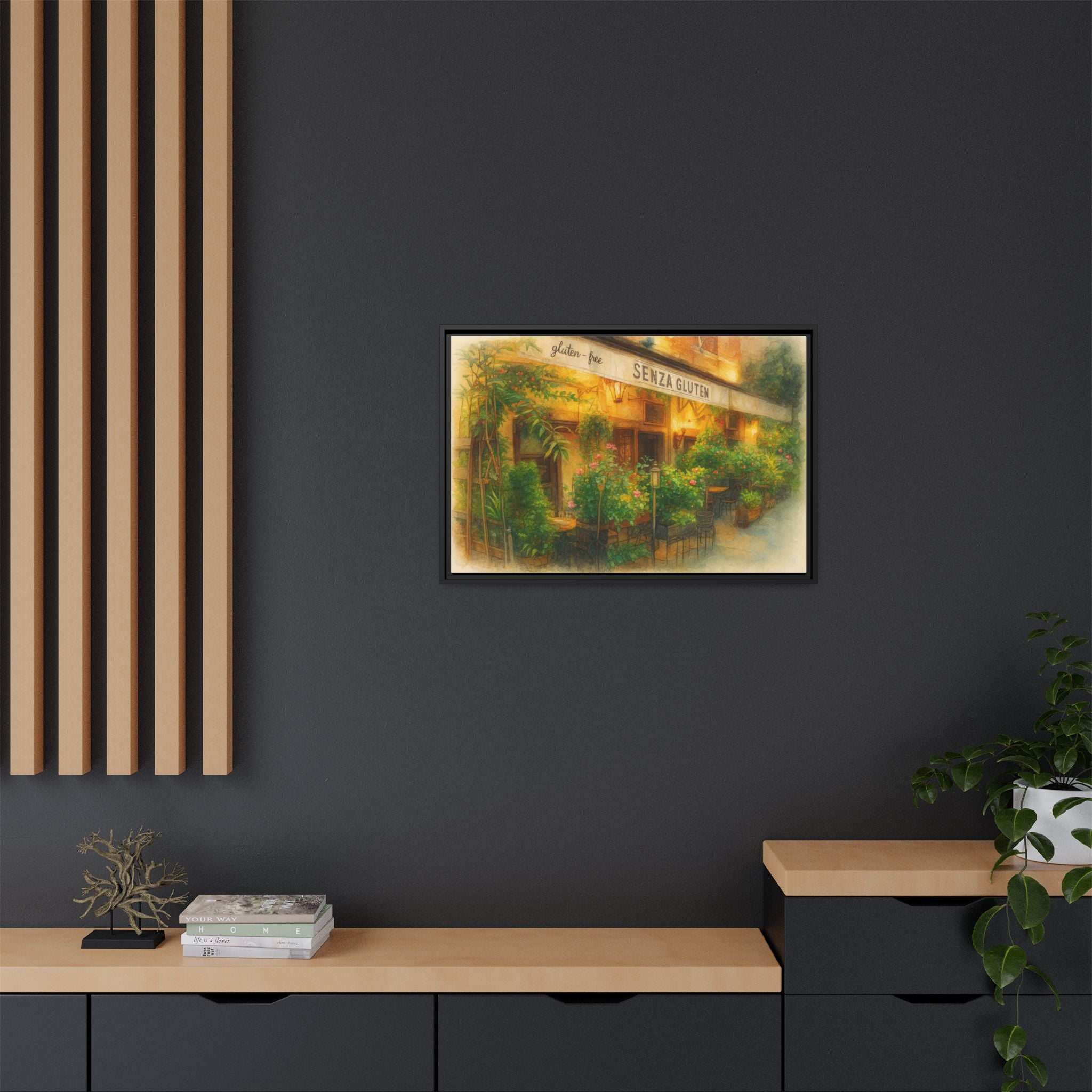 Senza Gluten — Restaurant Print | Matte Canvas + Wooden Frame
