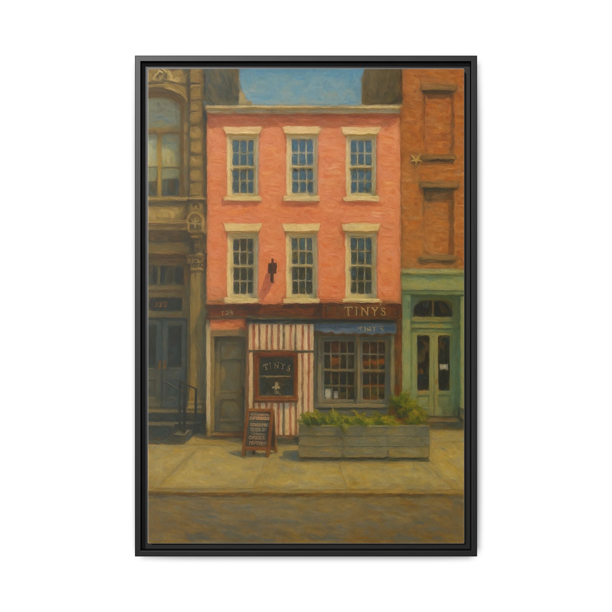 Tiny's & The Bar Upstairs — Restaurant Print | Matte Canvas + Wooden Frame