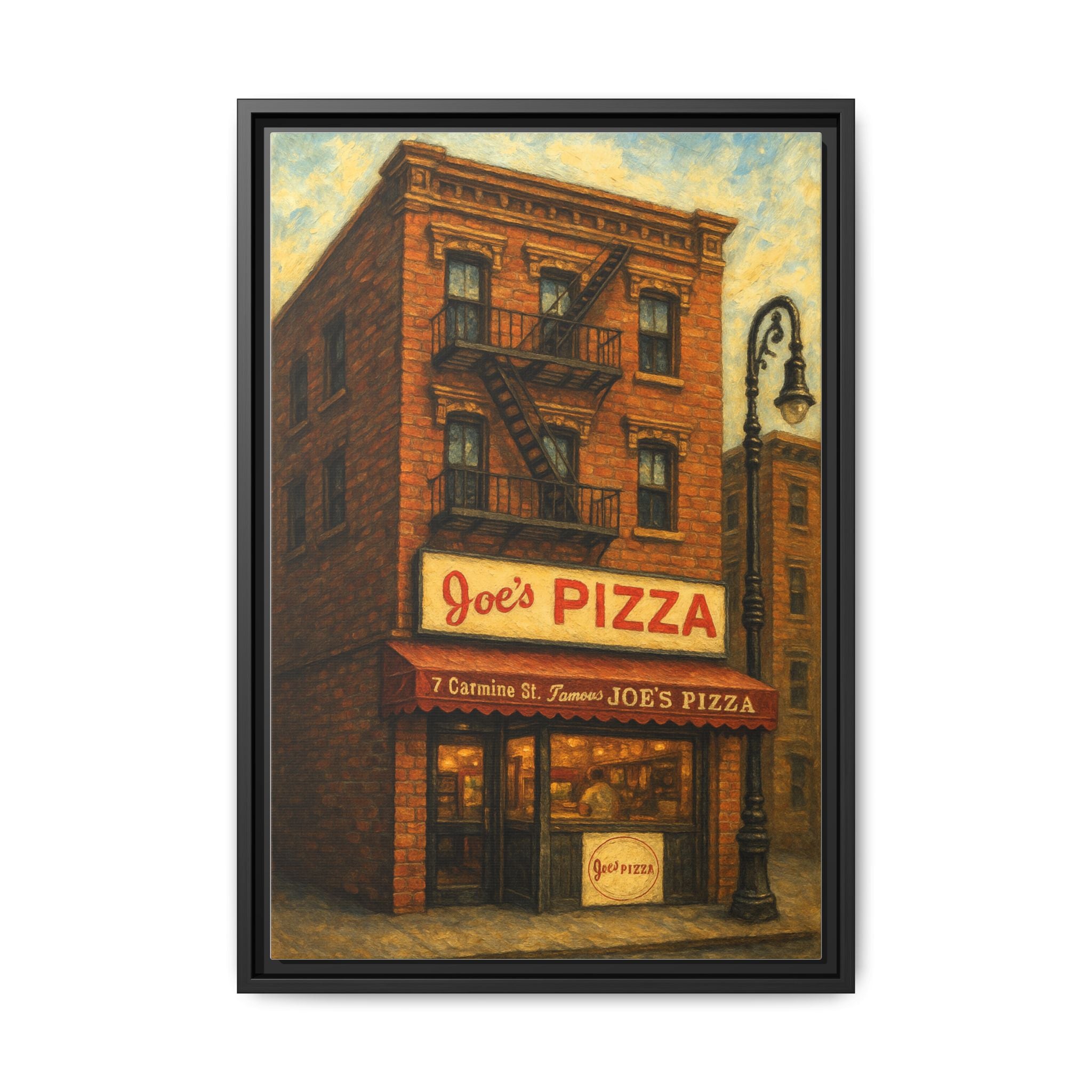 Joe's Pizza wall painting restaurant art Manhattan framed print