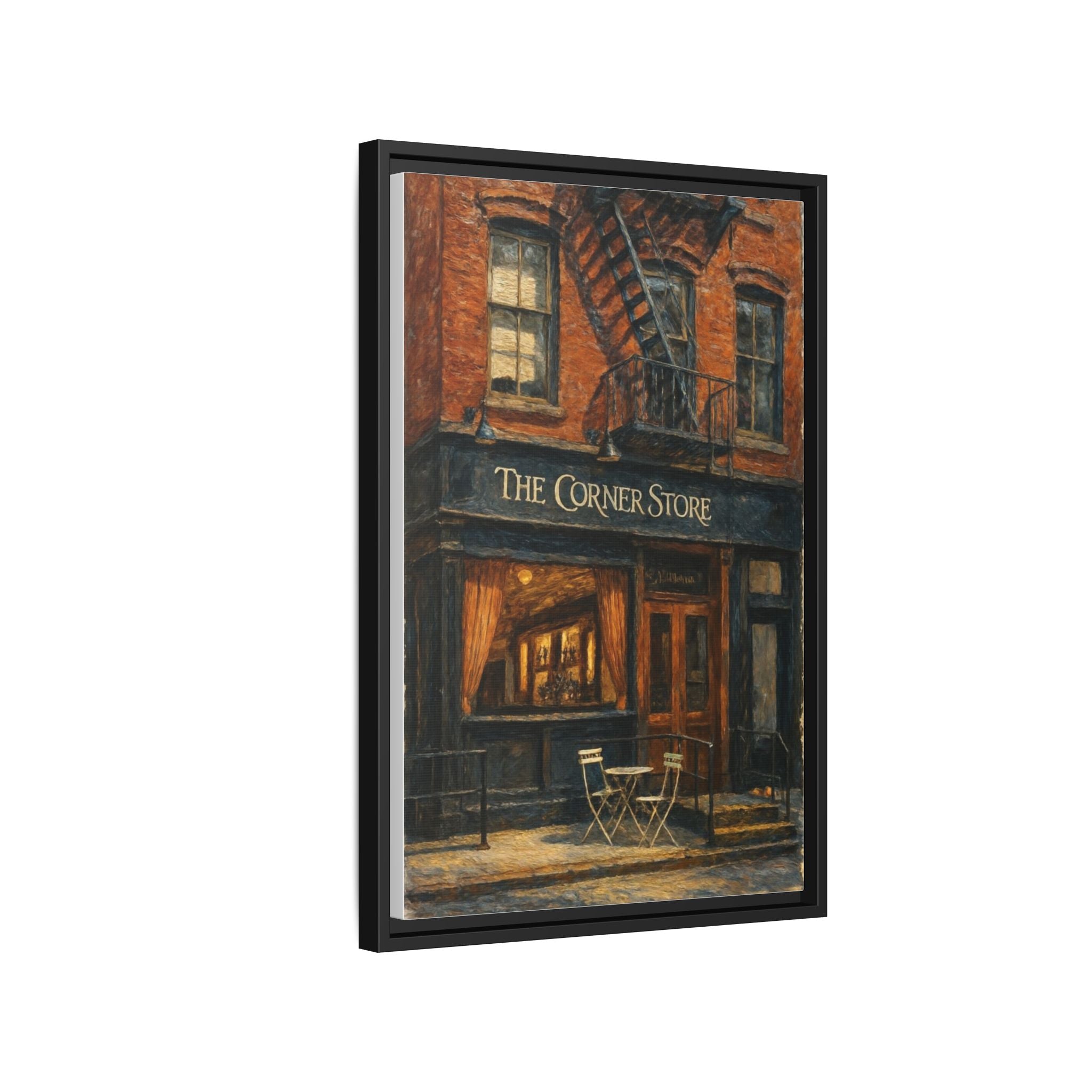The Corner Store — Restaurant Print | Matte Canvas + Wooden Frame