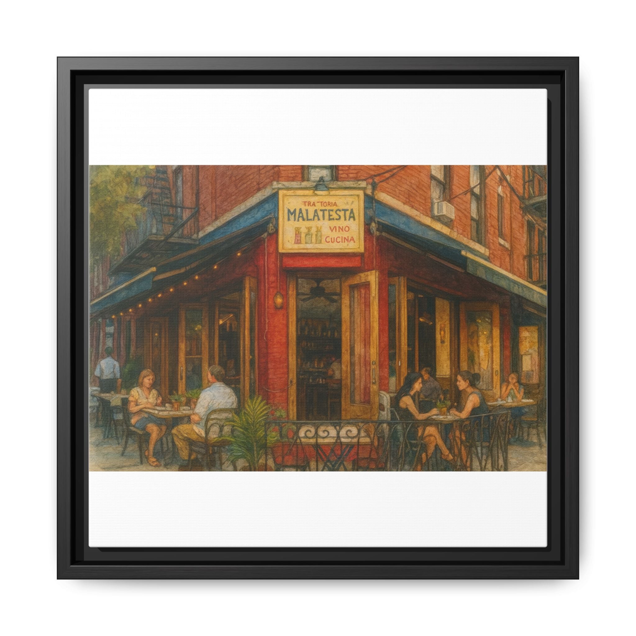 Malatesta Trattoria — Restaurant Print | Matte Canvas + Wooden Frame