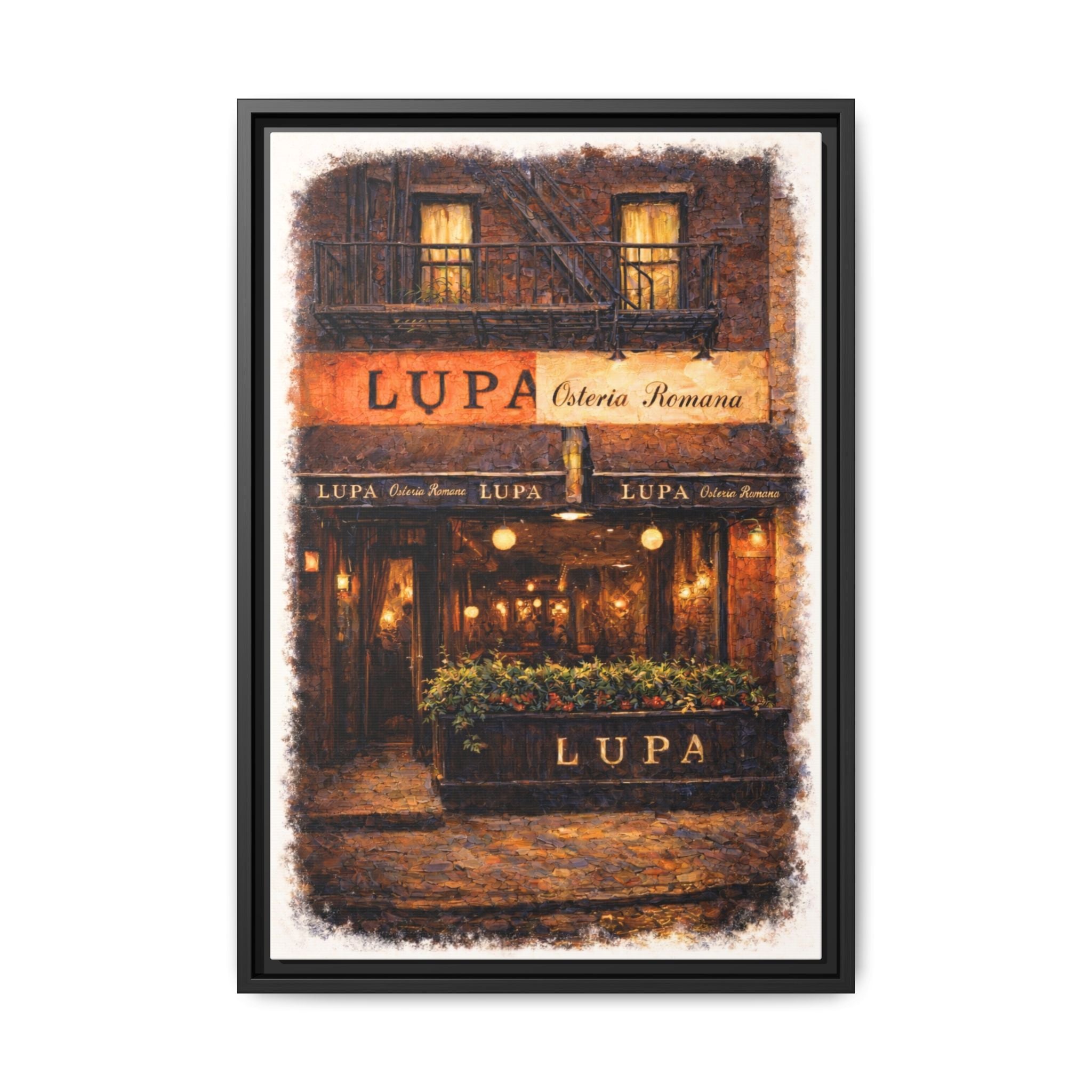 Lupa Osteria Romana — Restaurant Print | Matte Canvas + Wooden Frame