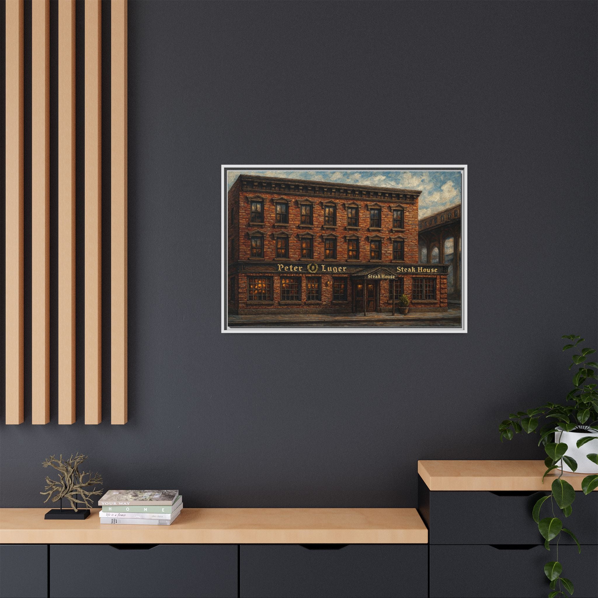 Peter Luger Steakhouse — Restaurant Print | Matte Canvas + Wooden Frame