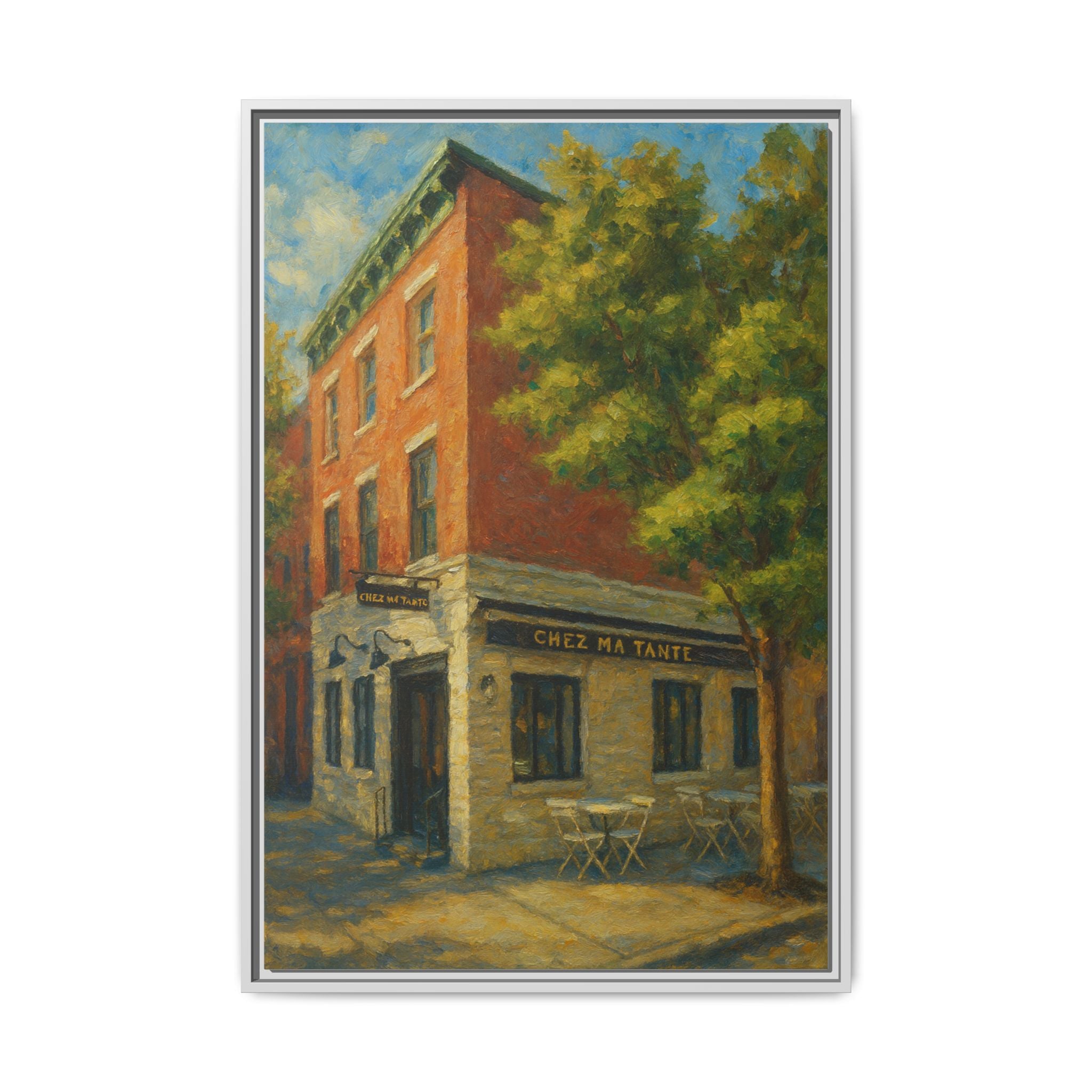 Chez Ma Tante — Restaurant Print | Matte Canvas + Wooden Frame