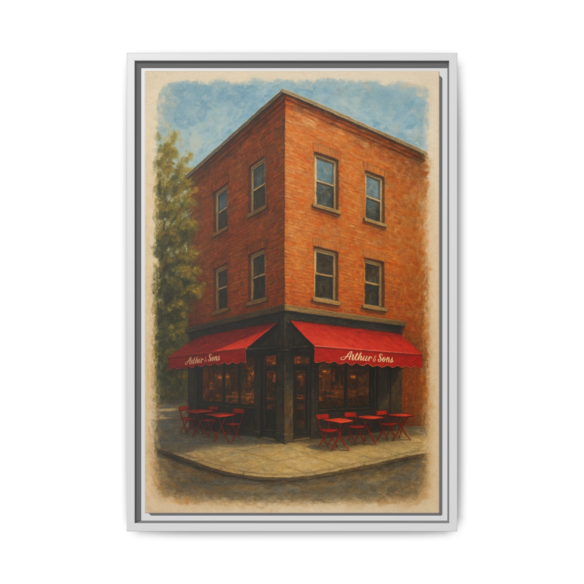 Arthur and Sons — Restaurant Print | Matte Canvas + Wooden Frame