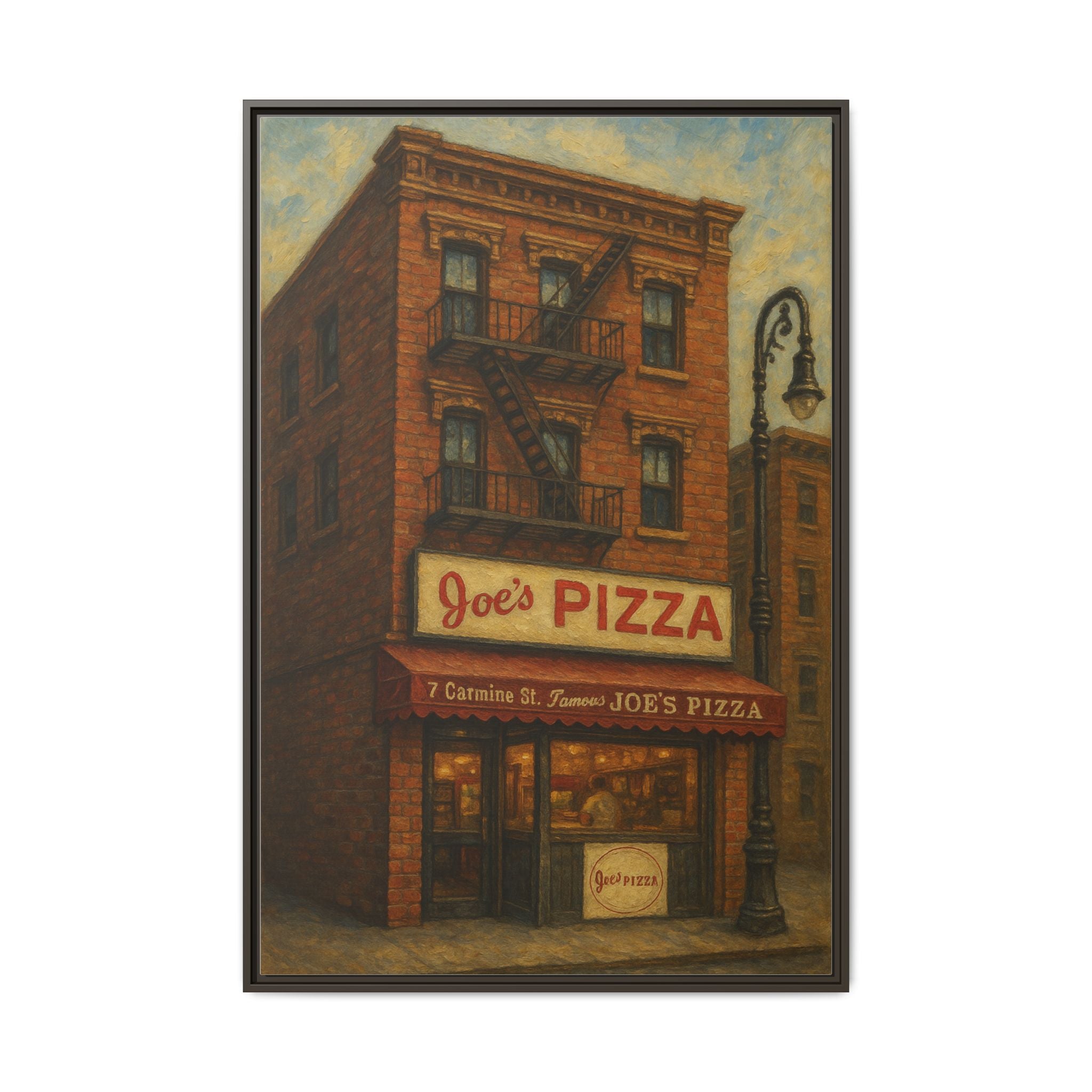 Joe's Pizza — Restaurant Print | Matte Canvas + Wooden Frame