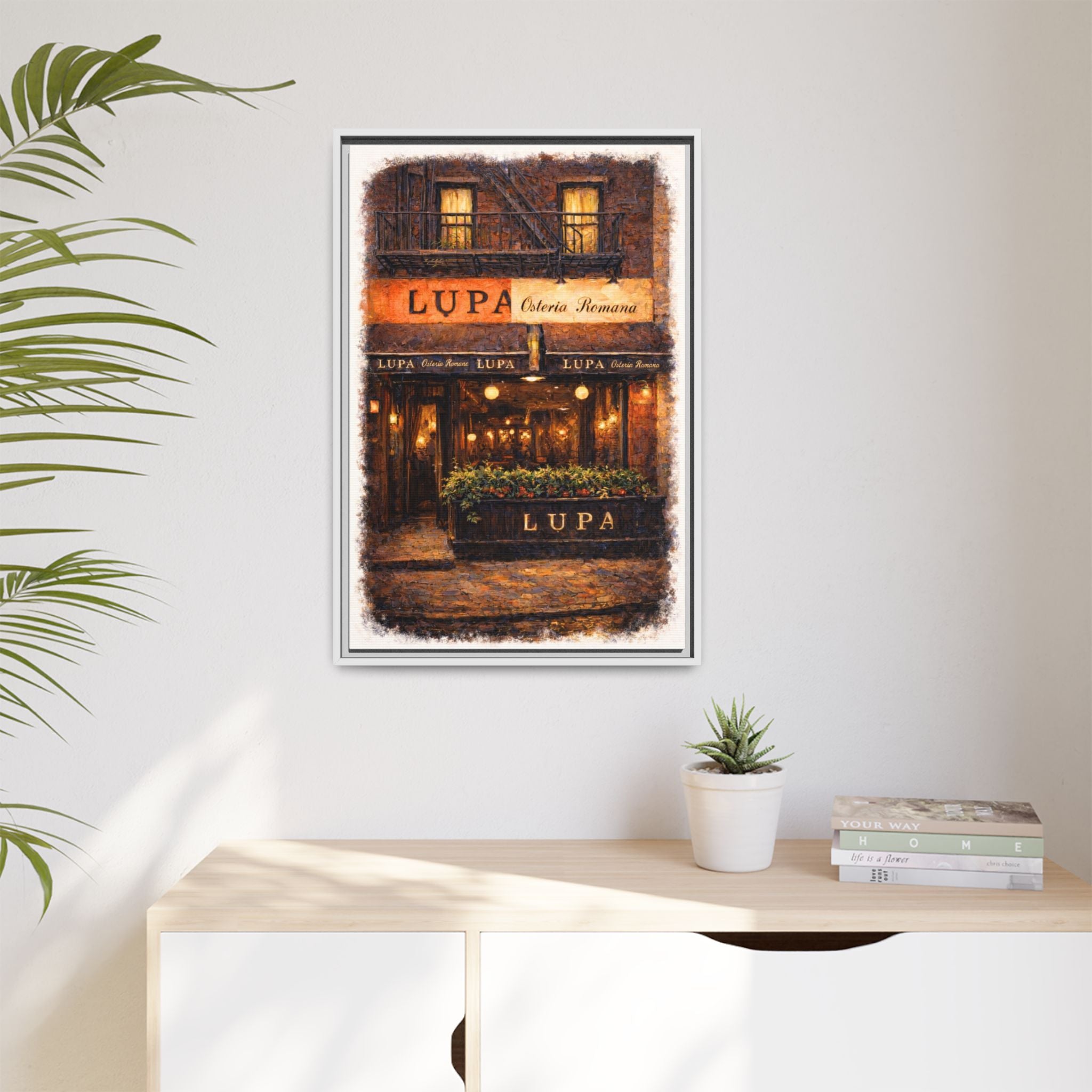 Lupa Osteria Romana — Restaurant Print | Matte Canvas + Wooden Frame