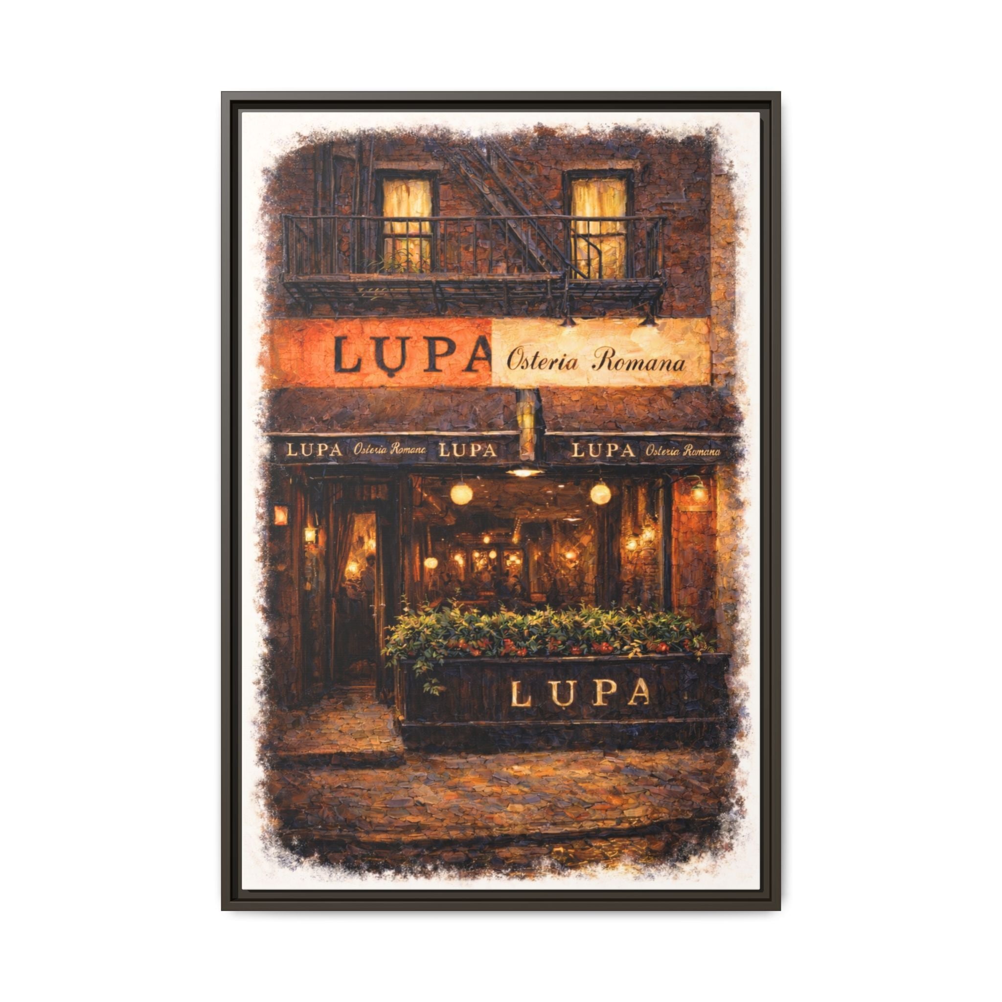 Lupa Osteria Romana — Restaurant Print | Matte Canvas + Wooden Frame