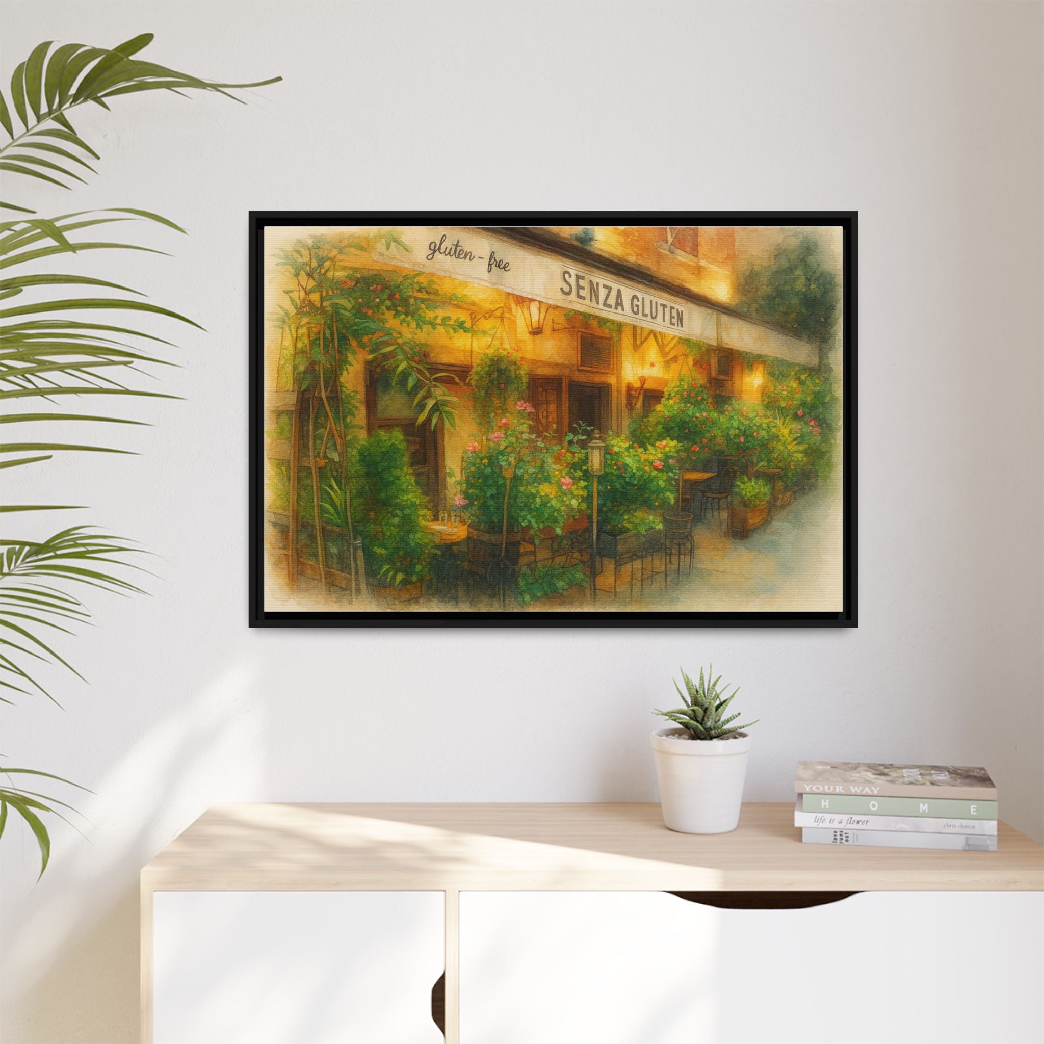 Senza Gluten — Restaurant Print | Matte Canvas + Wooden Frame