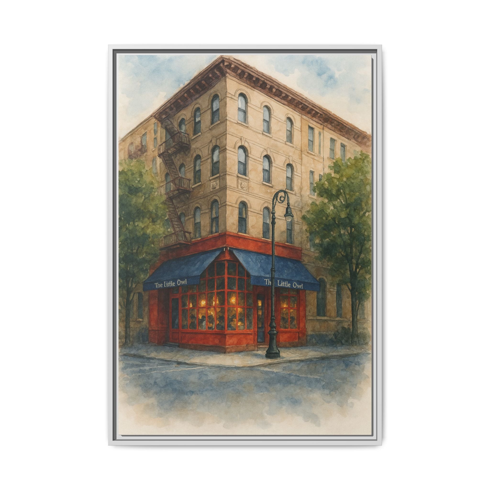 The Little Owl — Restaurant Print | Matte Canvas + Wooden Frame