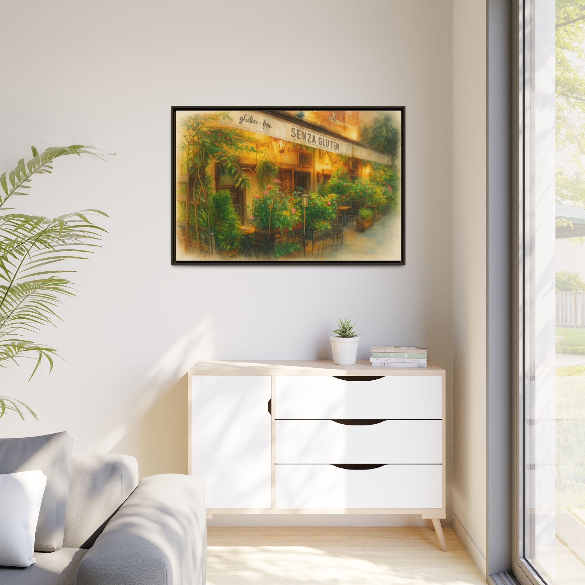 Senza Gluten — Restaurant Print | Matte Canvas + Wooden Frame
