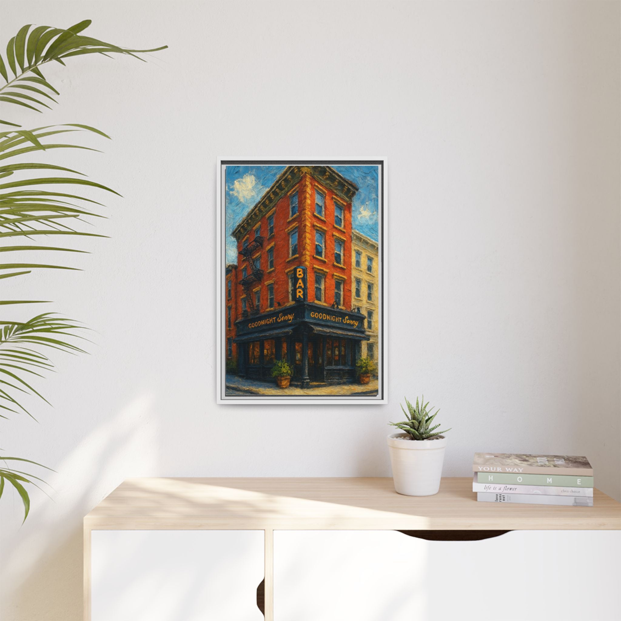Goodnight Sonny — Restaurant Print | Matte Canvas + Wooden Frame