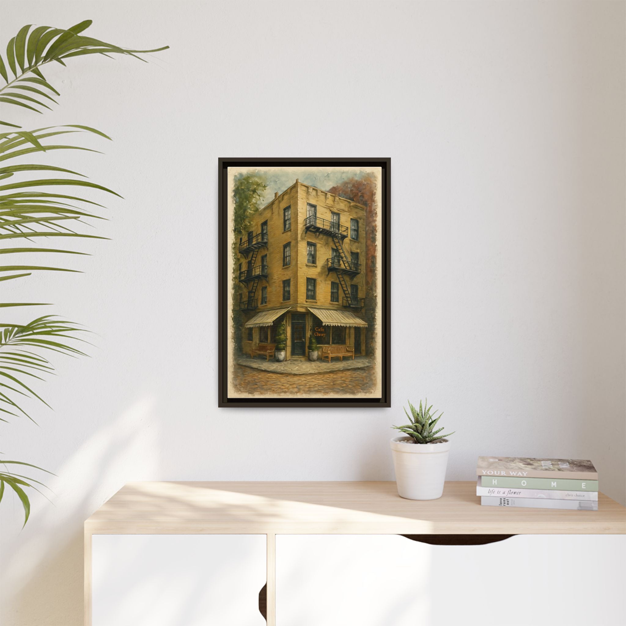 Cafe Cluny — Restaurant Print | Matte Canvas + Wooden Frame