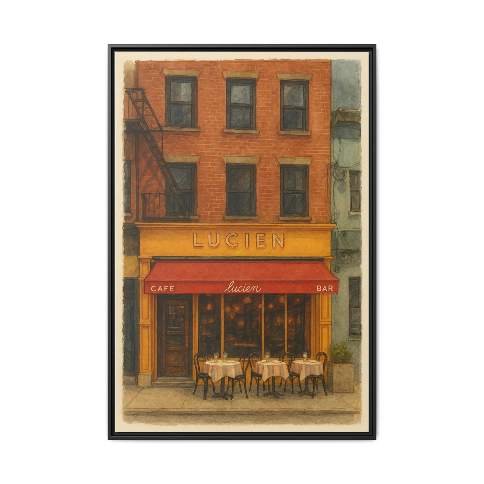 Lucien Restaurant — Restaurant Print | Matte Canvas + Wooden Frame