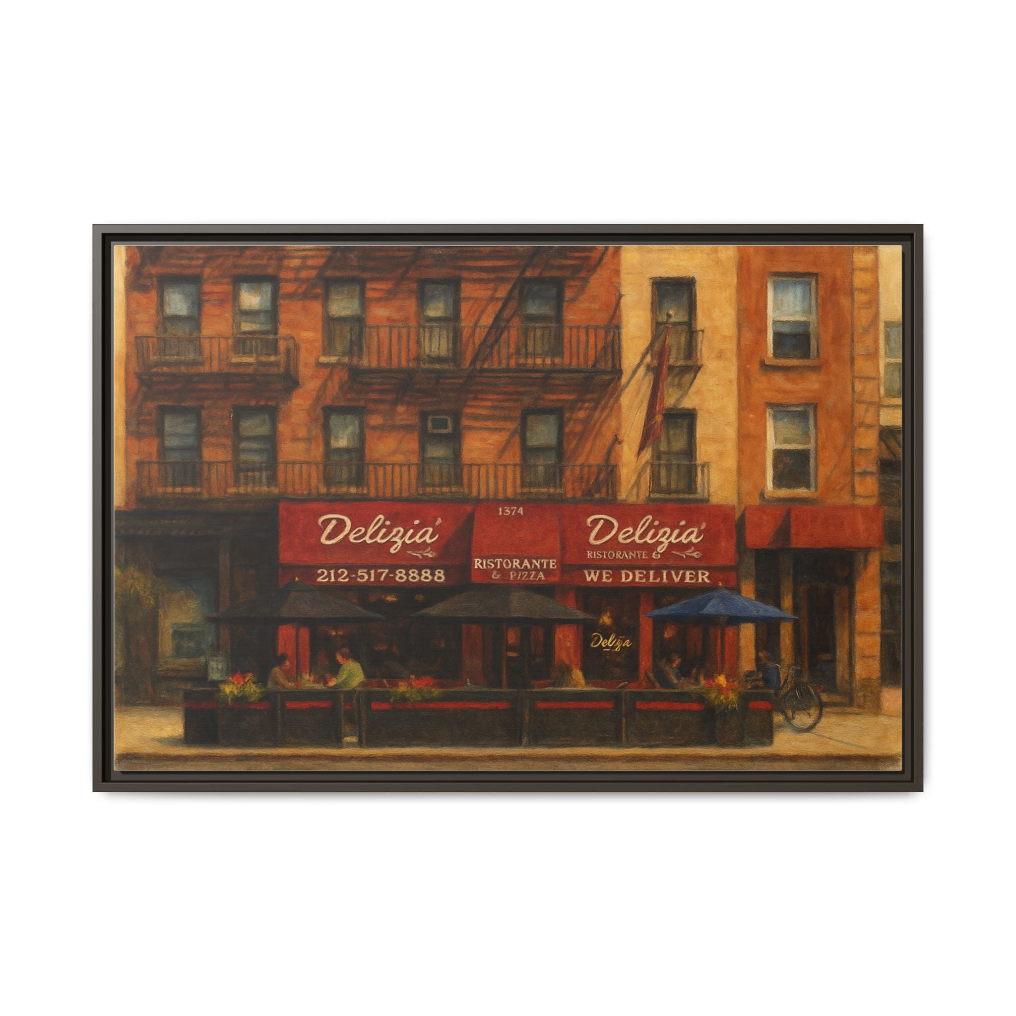 Delizia Pizza — Restaurant Print | Matte Canvas + Wooden Frame