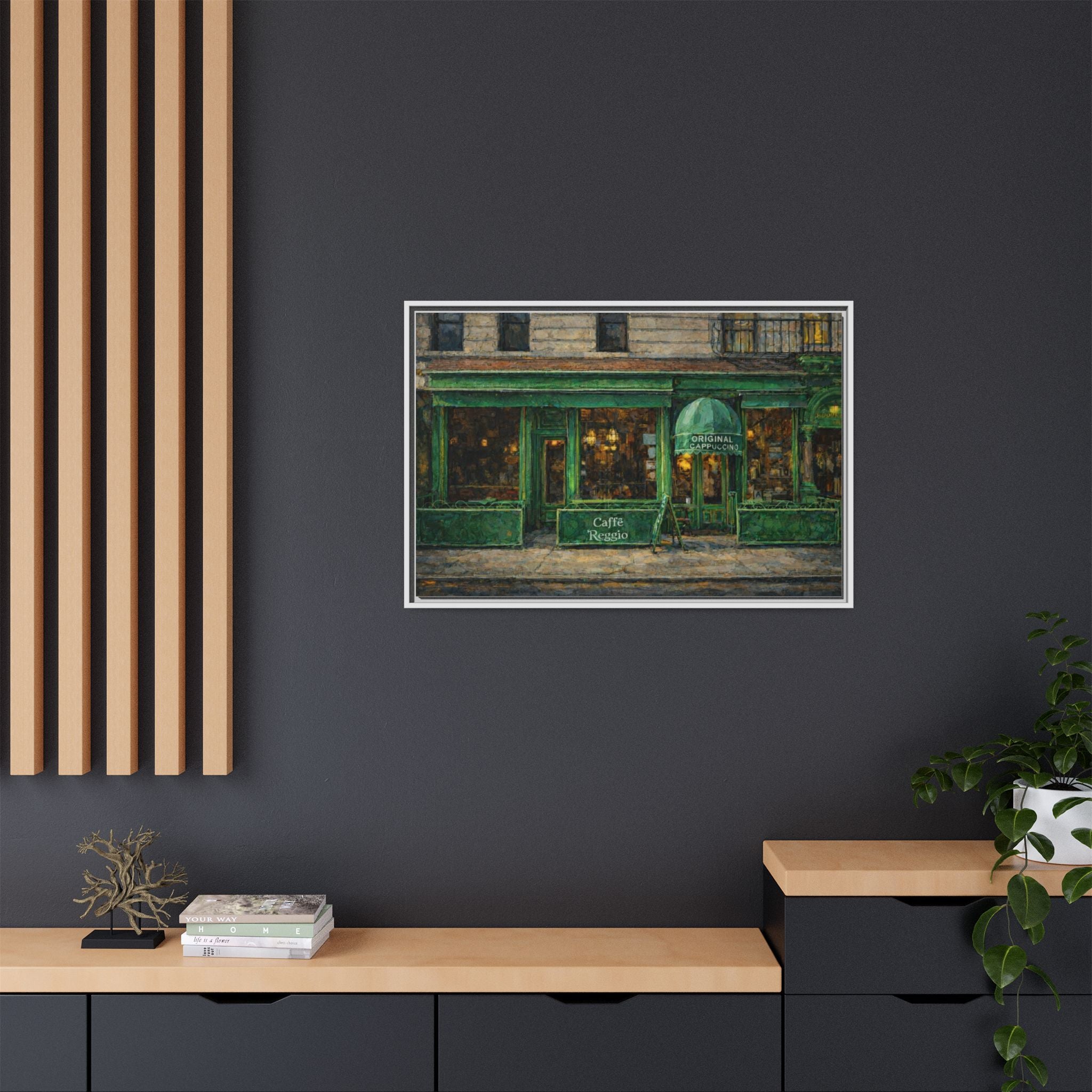 Caffe Reggio — Restaurant Print | Matte Canvas + Wooden Frame