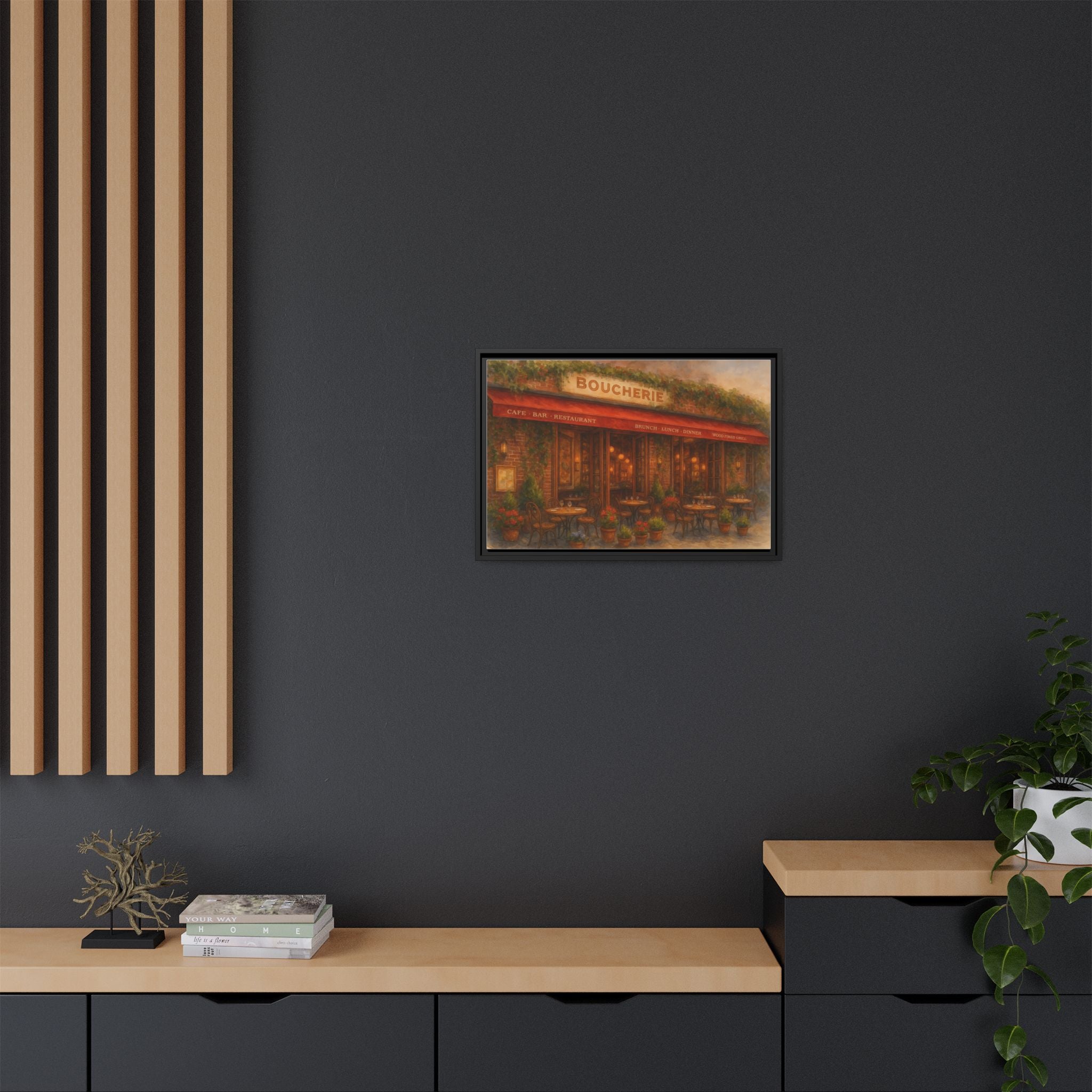 Boucherie — Restaurant Print | Matte Canvas + Wooden Frame