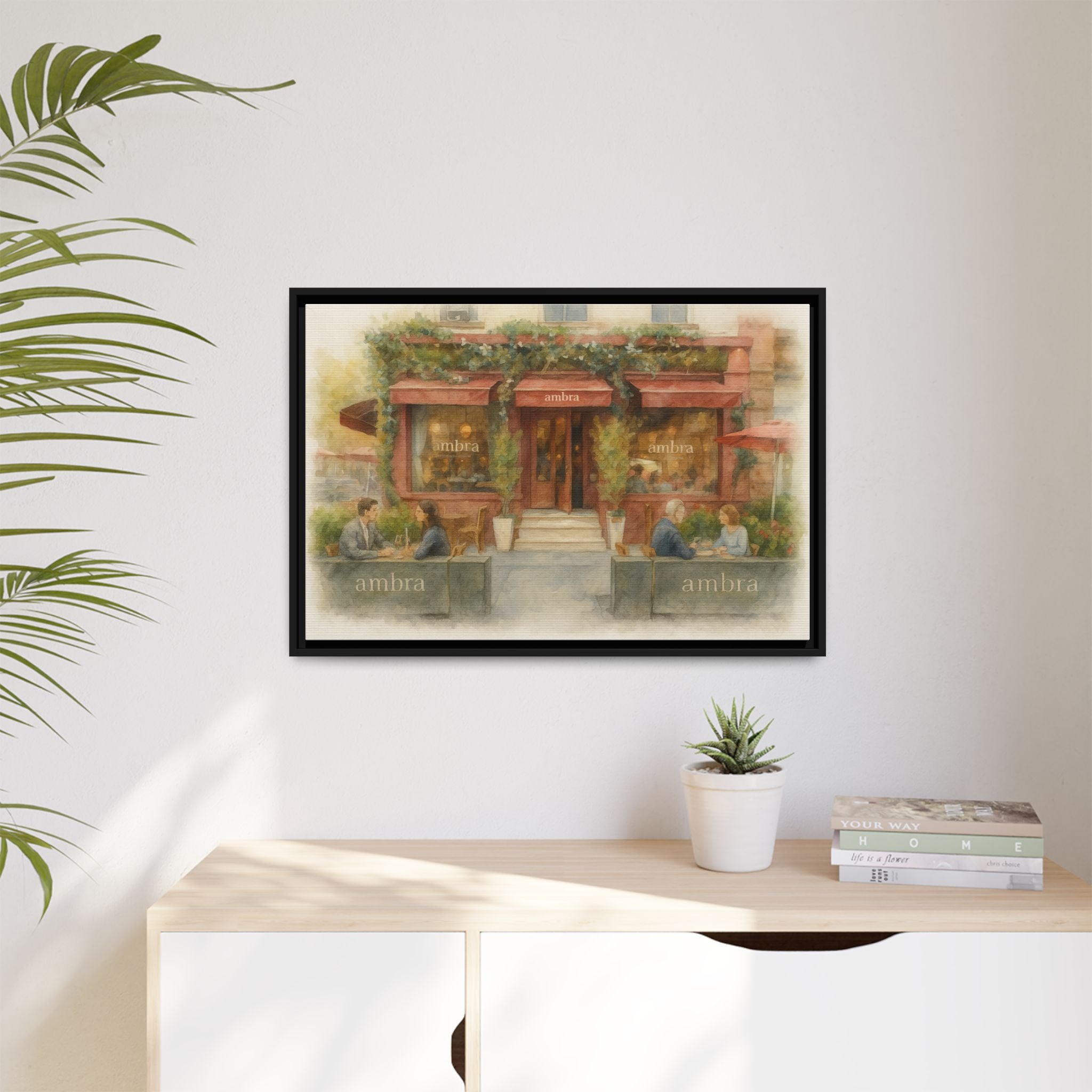 Ambra  — Restaurant Print | Matte Canvas + Wooden Frame