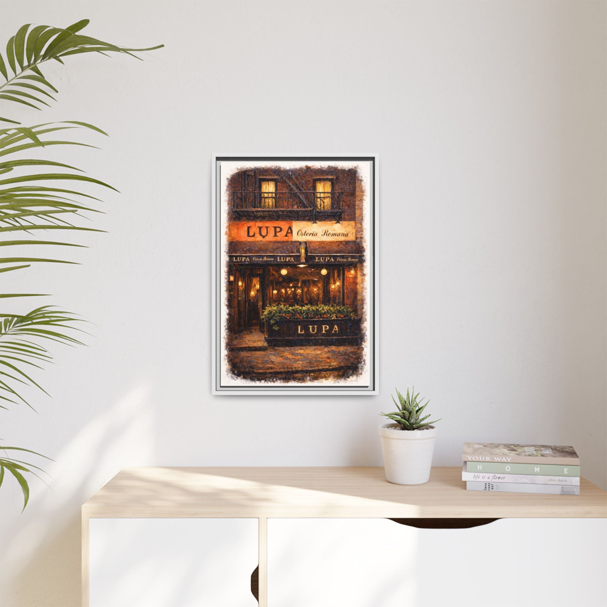 Lupa Osteria Romana — Restaurant Print | Matte Canvas + Wooden Frame
