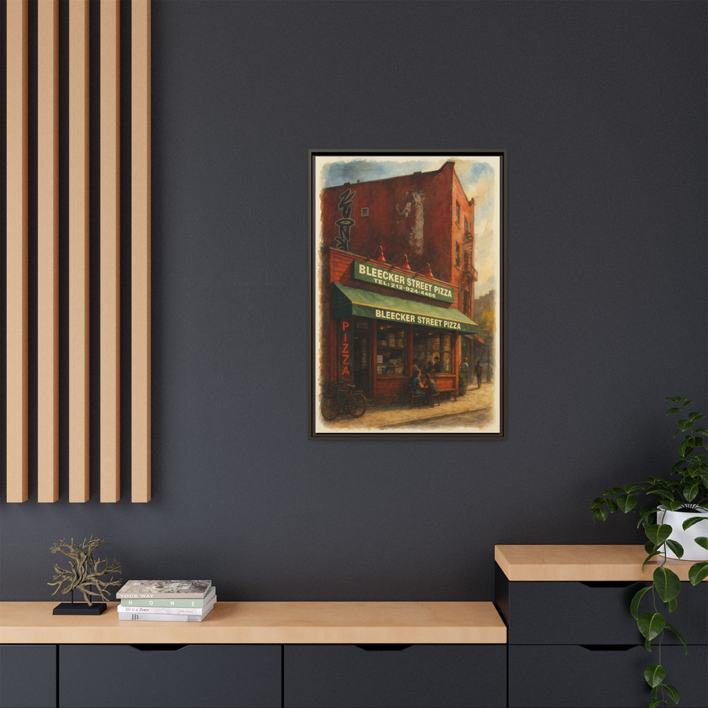 Bleecker Street Pizza — Restaurant Print | Matte Canvas + Wooden Frame