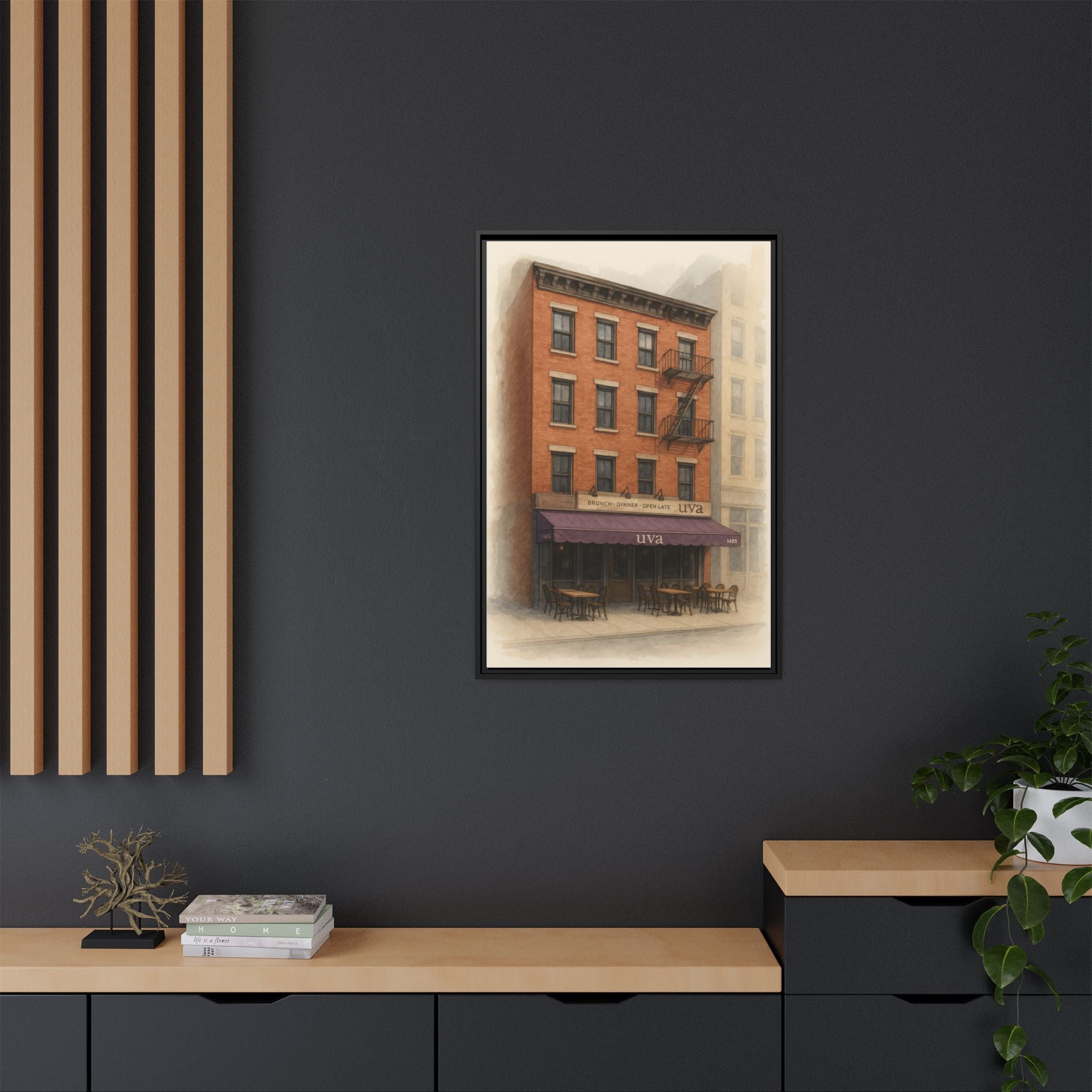 Uva Restaurant Print — Restaurant Print | Matte Canvas + Wooden Frame