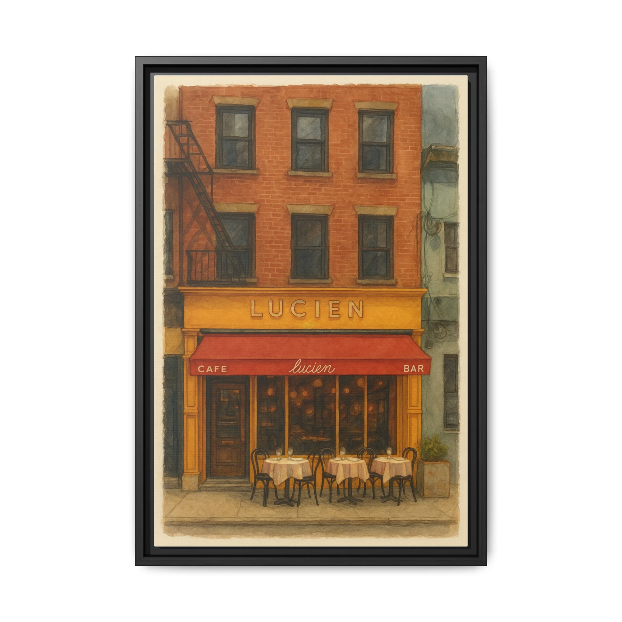 Lucien Restaurant — Restaurant Print | Matte Canvas + Wooden Frame