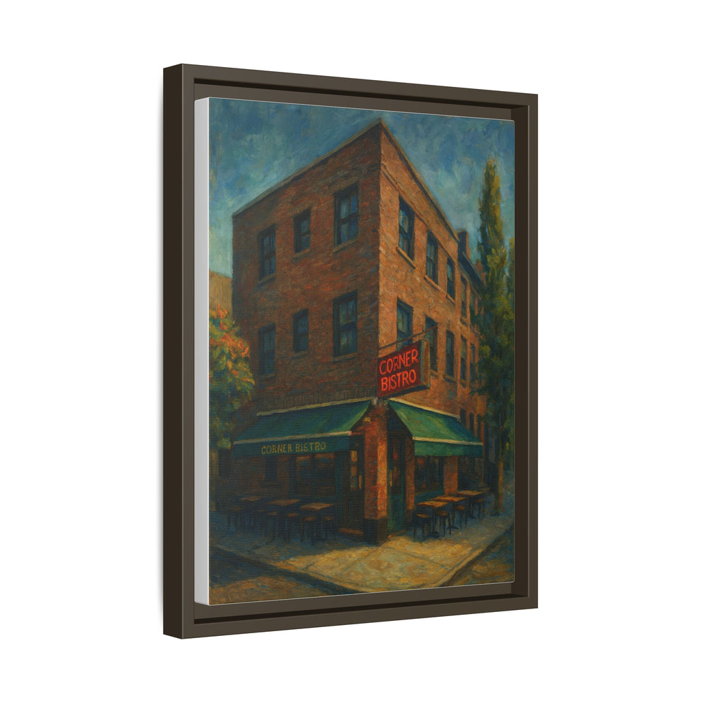 Corner Bistro  — Restaurant Print | Matte Canvas + Wooden Frame