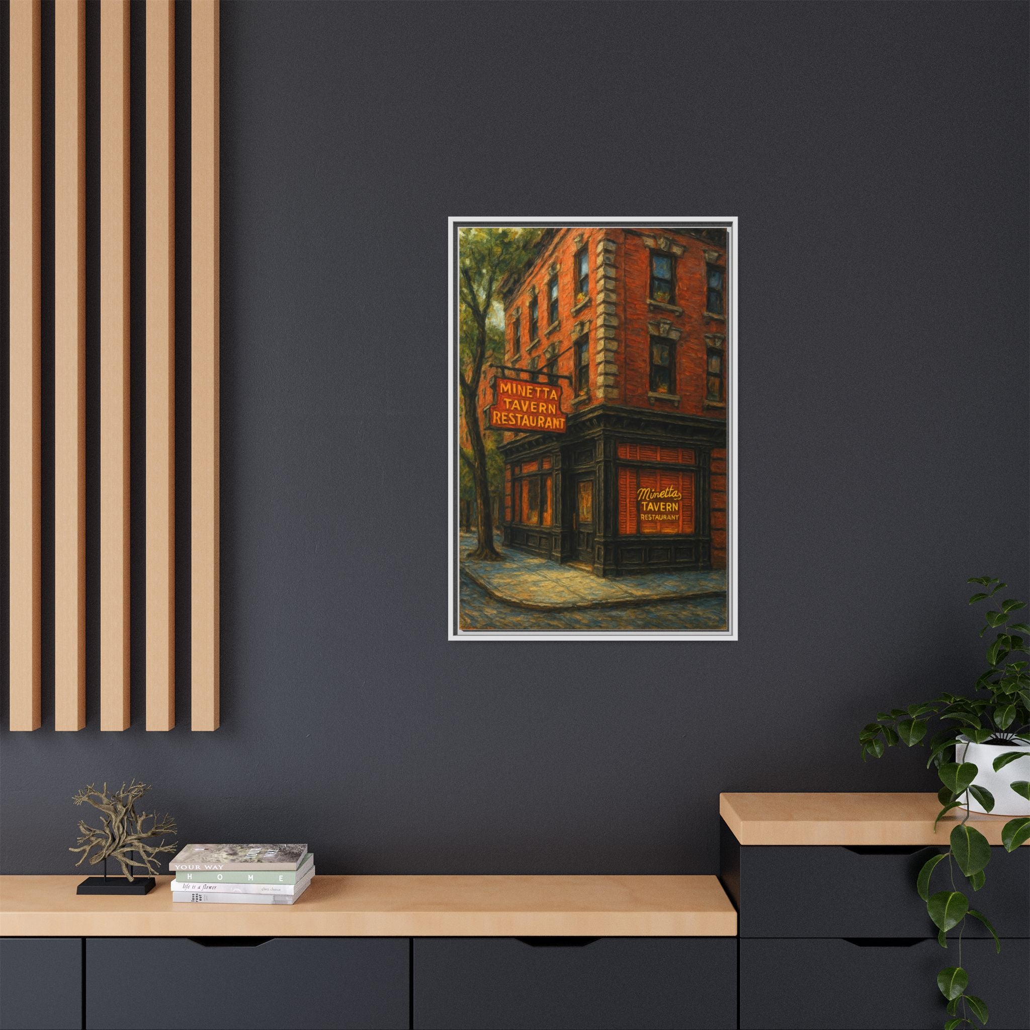 Minetta Tavern — Restaurant Print | Matte Canvas + Wooden Frame
