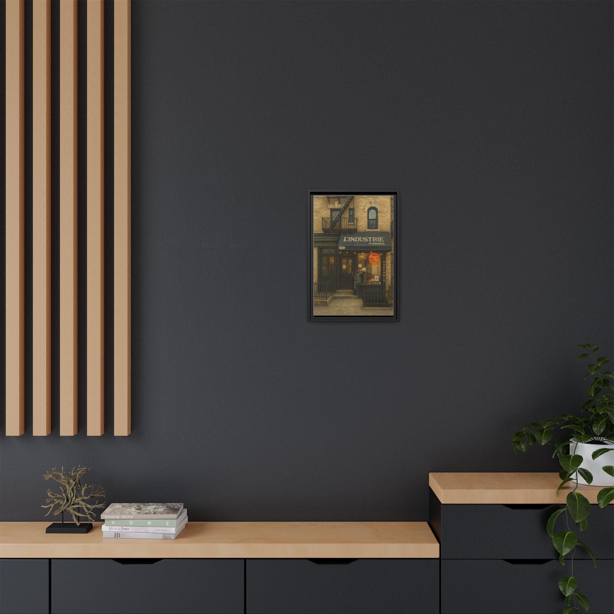 L'Industrie Pizza — Restaurant Print | Matte Canvas + Wooden Frame