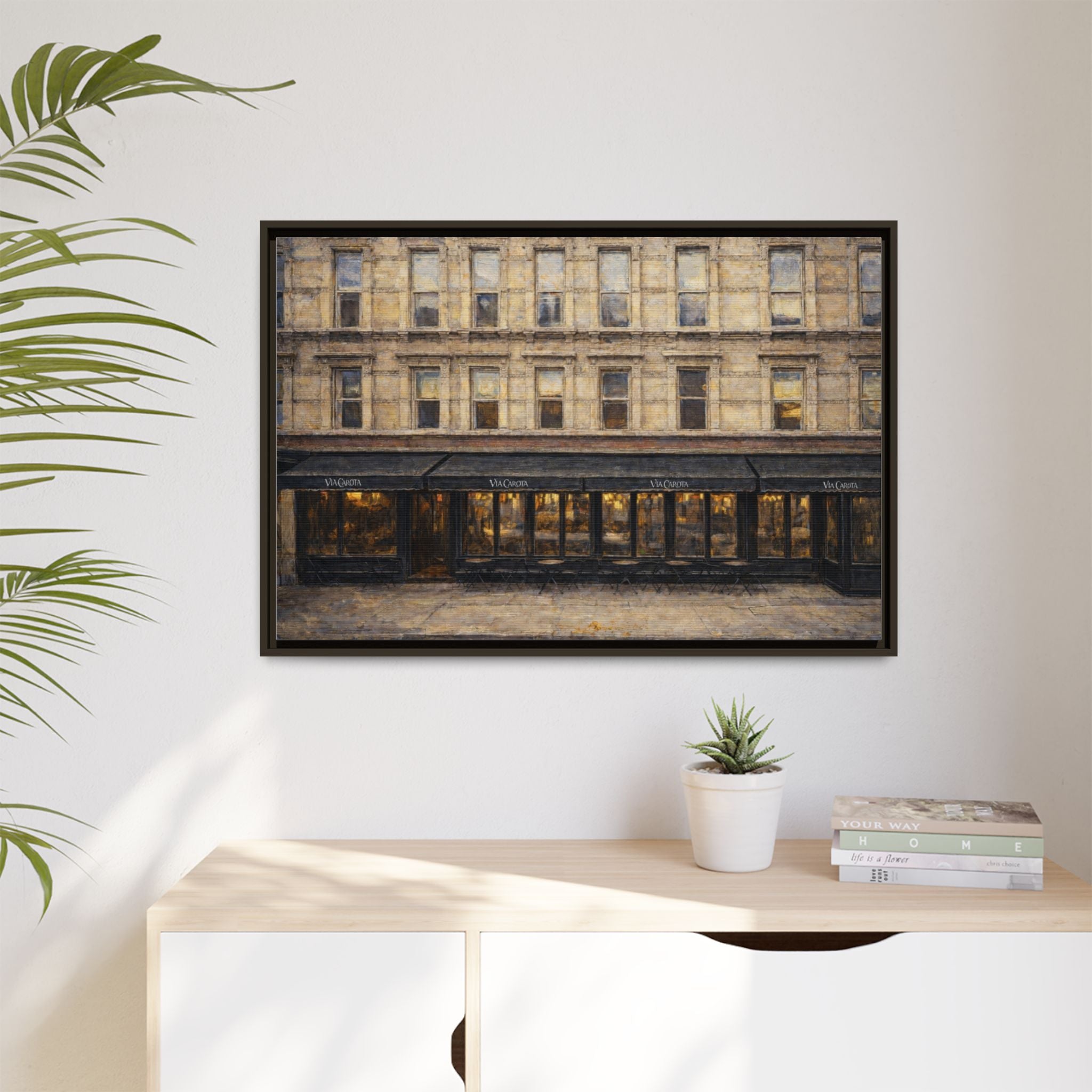 Via Carota — Restaurant Print | Matte Canvas + Wooden Frame