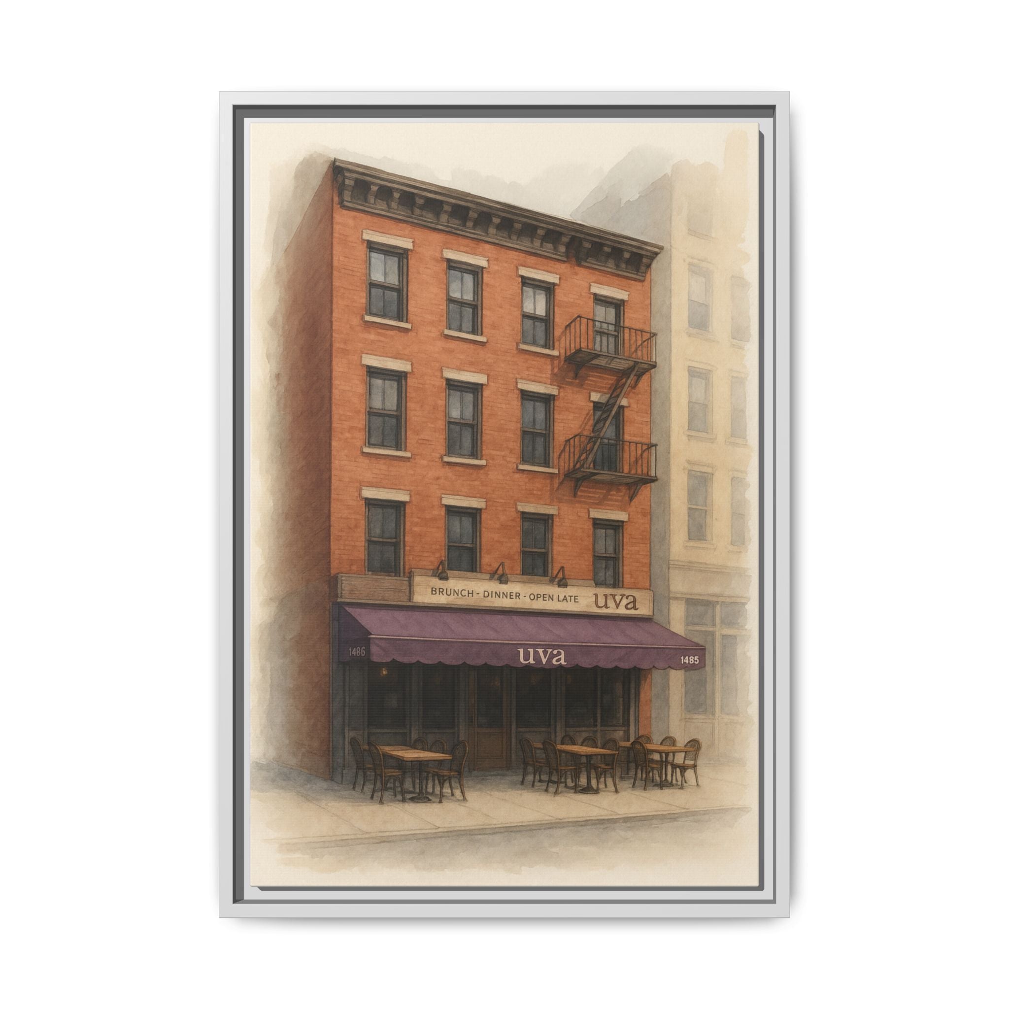 Uva Restaurant Print — Restaurant Print | Matte Canvas + Wooden Frame