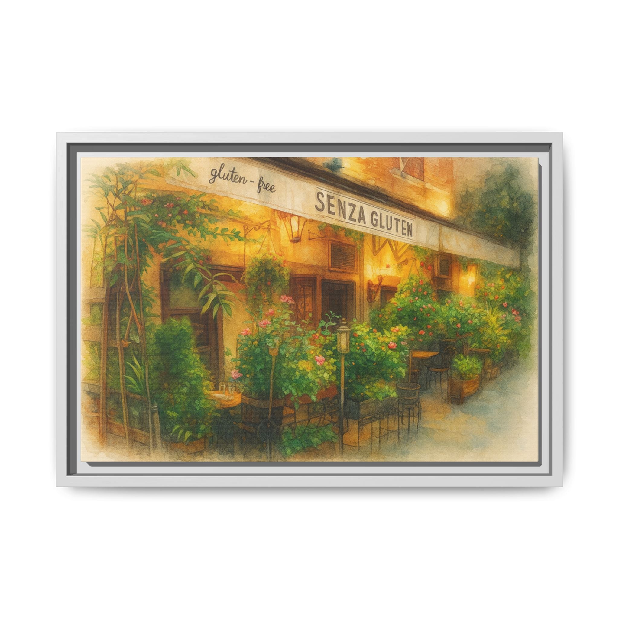 Senza Gluten — Restaurant Print | Matte Canvas + Wooden Frame