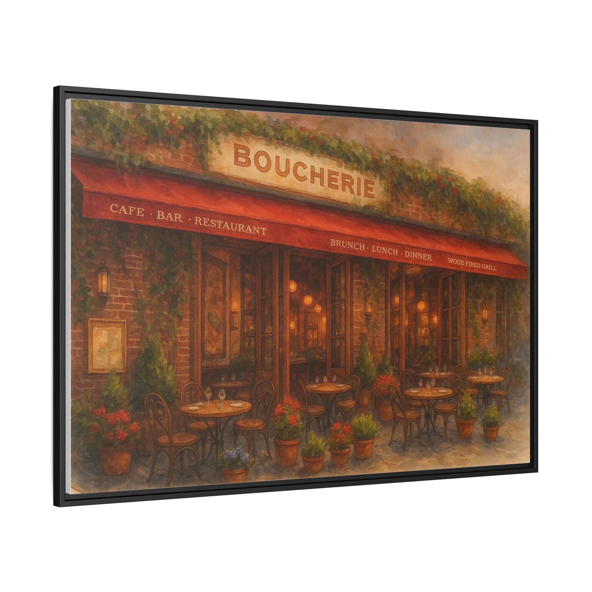 Boucherie — Restaurant Print | Matte Canvas + Wooden Frame