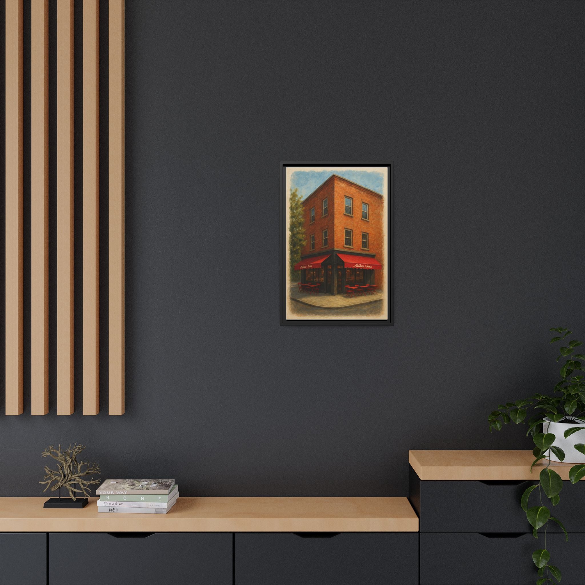Arthur and Sons — Restaurant Print | Matte Canvas + Wooden Frame