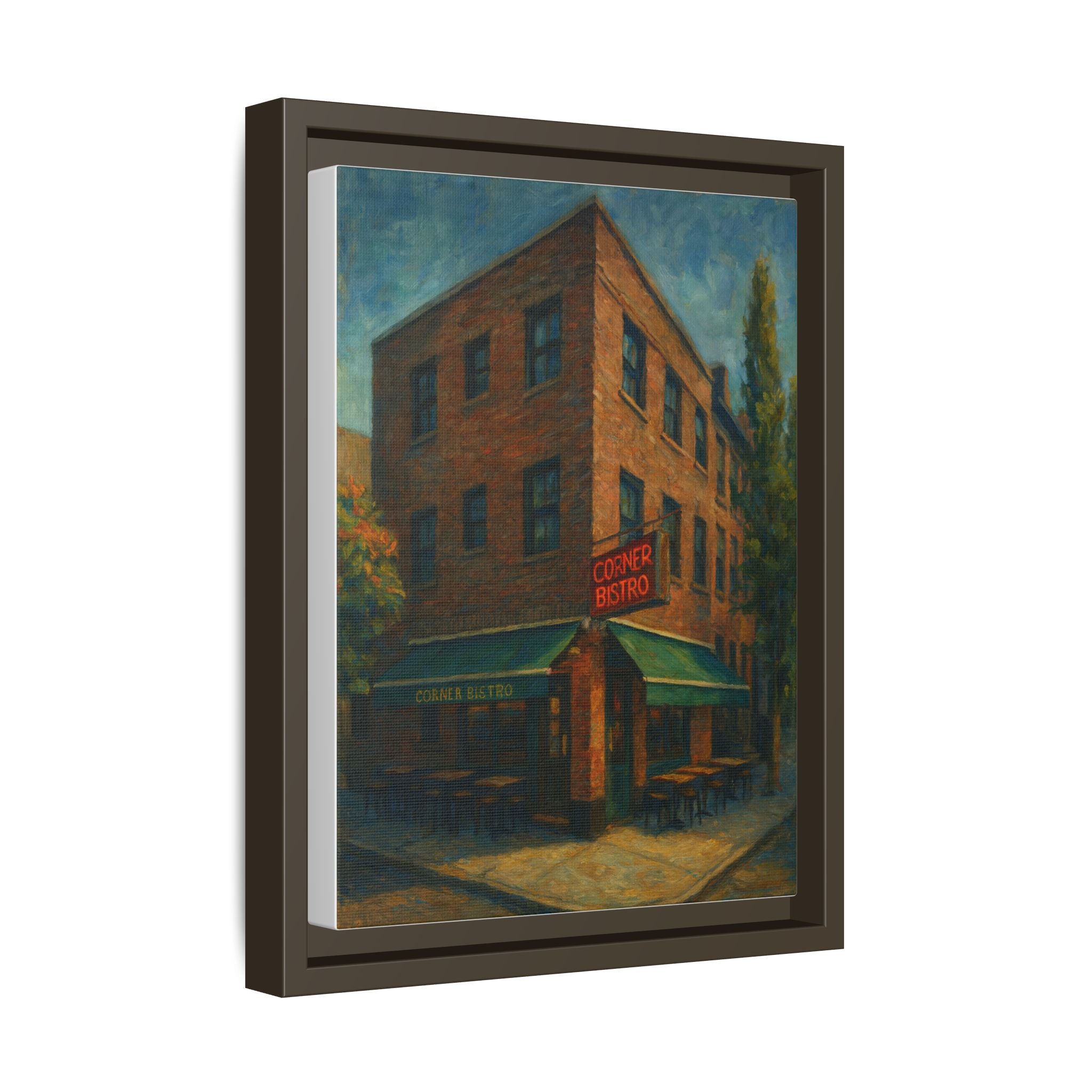Corner Bistro  — Restaurant Print | Matte Canvas + Wooden Frame