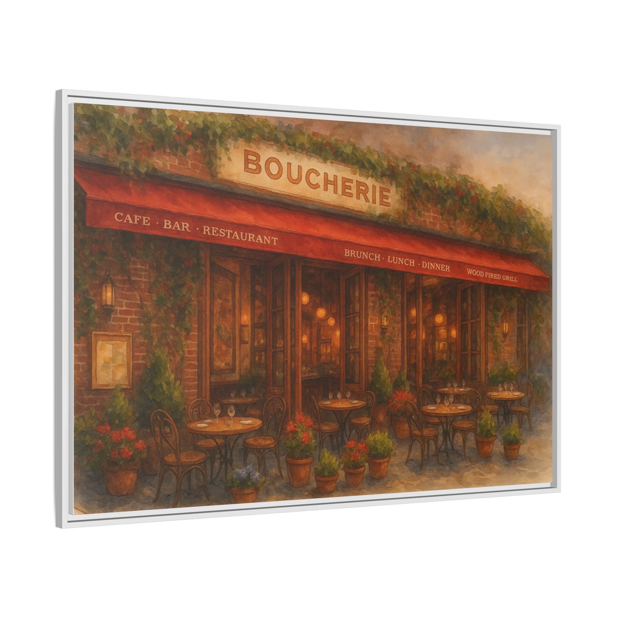 Boucherie — Restaurant Print | Matte Canvas + Wooden Frame