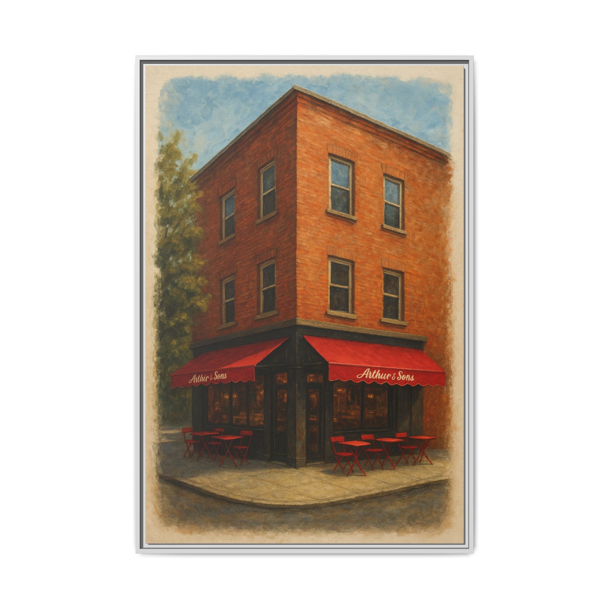 Arthur and Sons — Restaurant Print | Matte Canvas + Wooden Frame