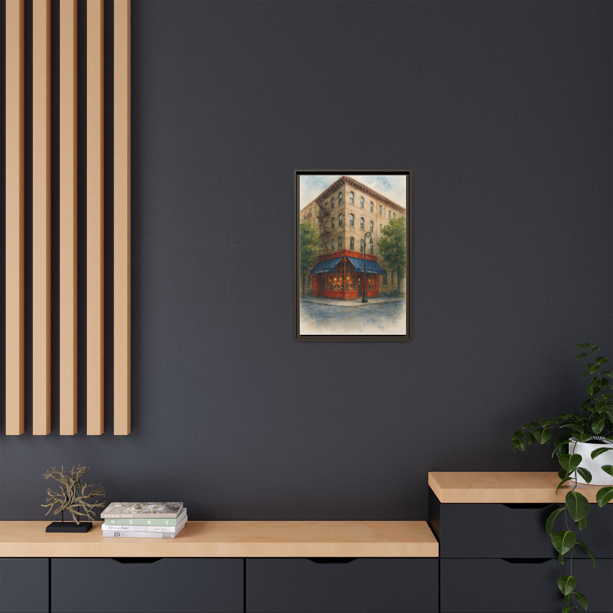 The Little Owl — Restaurant Print | Matte Canvas + Wooden Frame