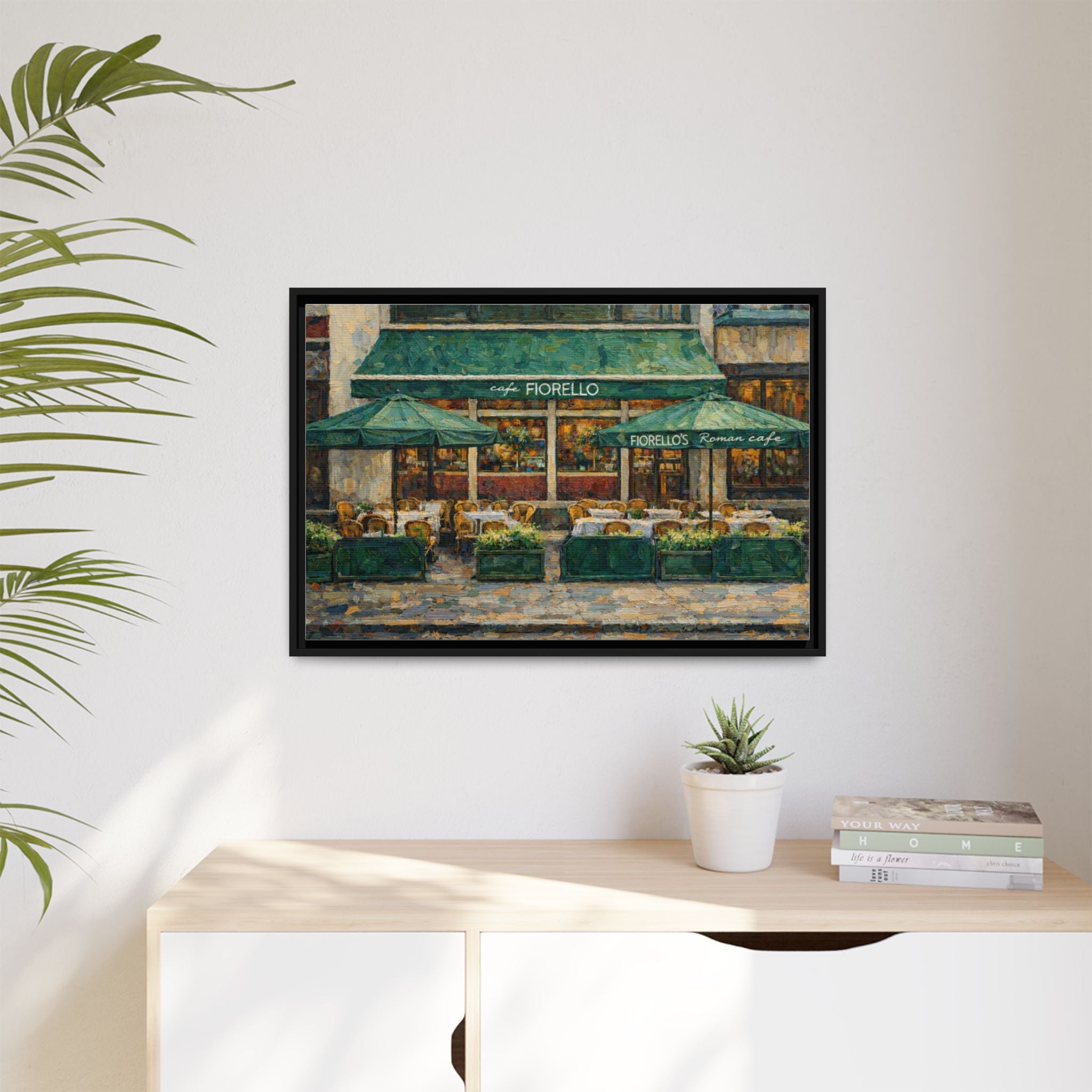 Cafe Fiorello — Restaurant Print | Matte Canvas + Wooden Frame