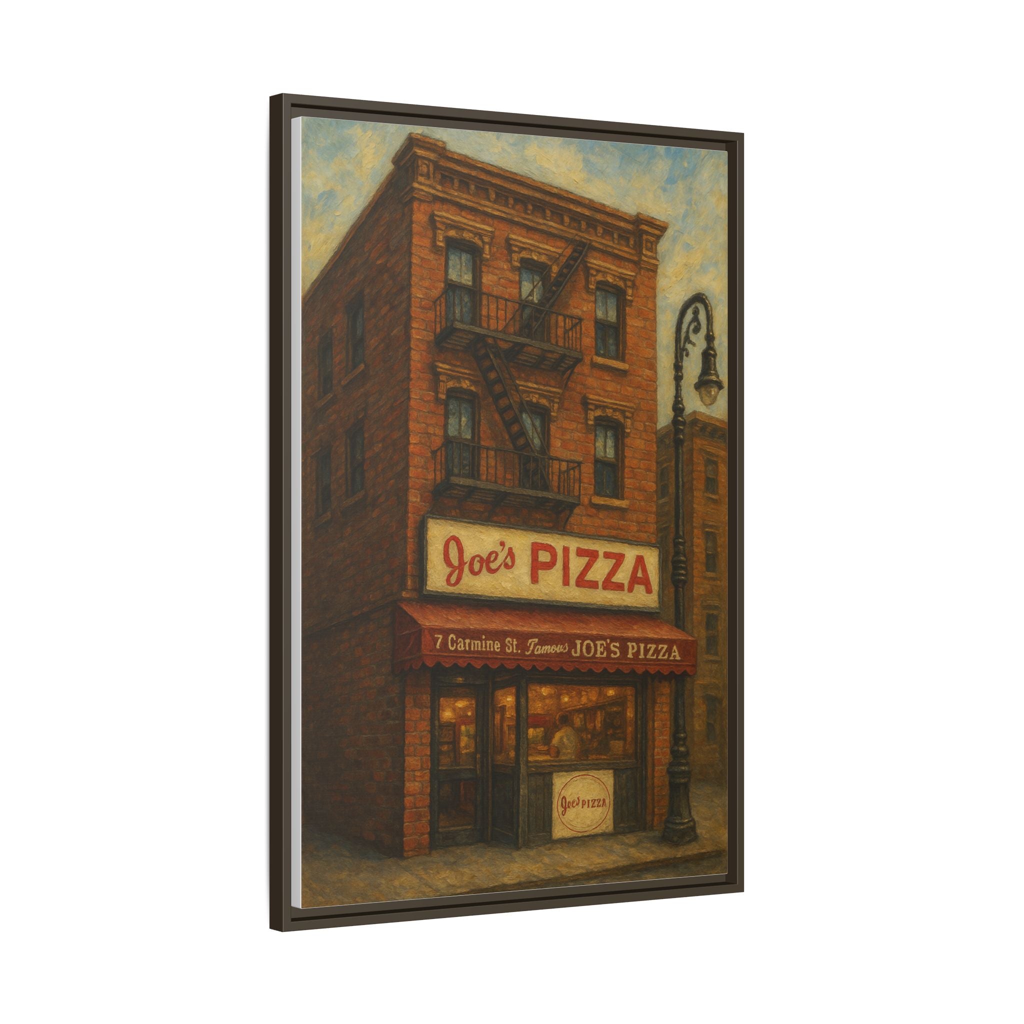 Joe's Pizza — Restaurant Print | Matte Canvas + Wooden Frame