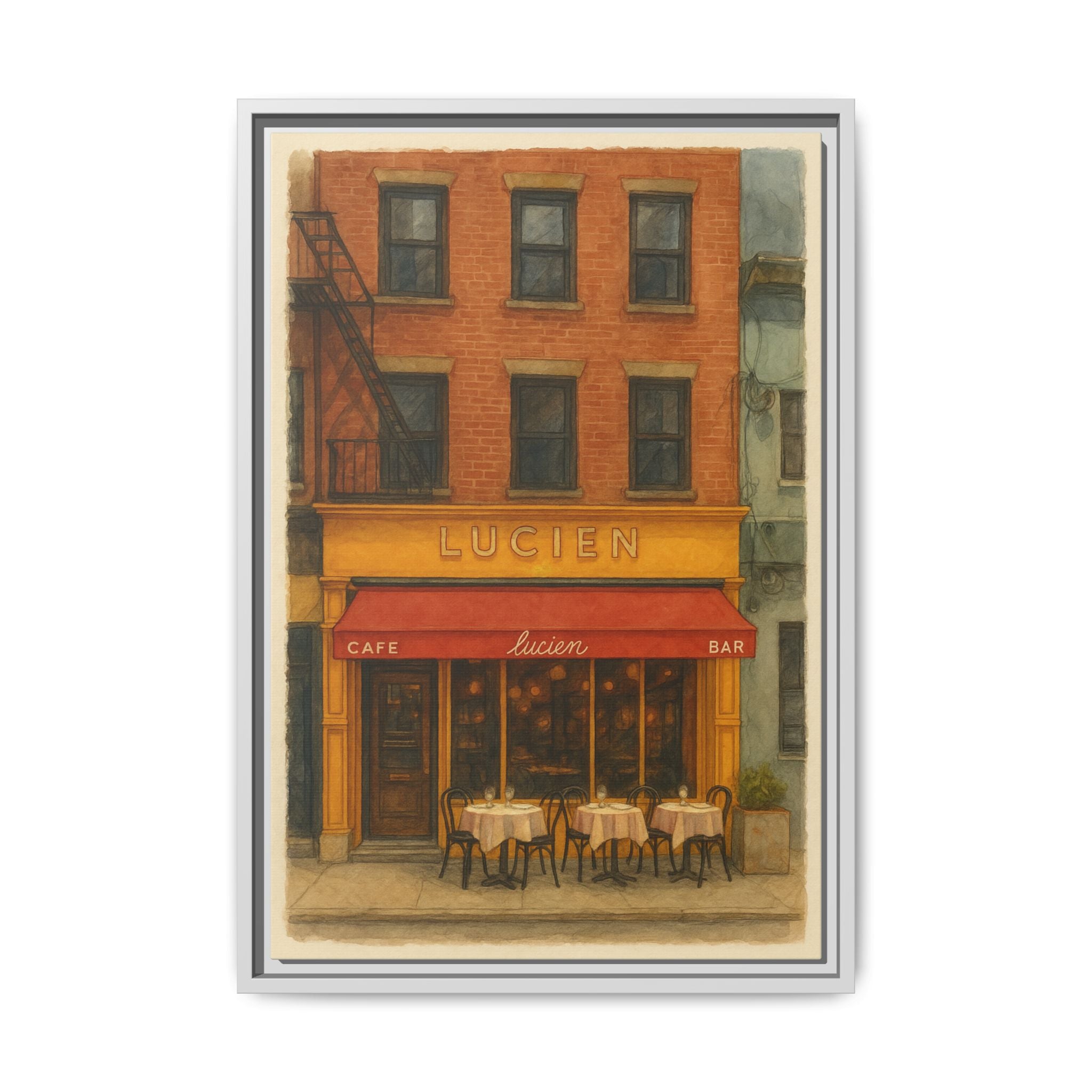 Lucien Restaurant — Restaurant Print | Matte Canvas + Wooden Frame