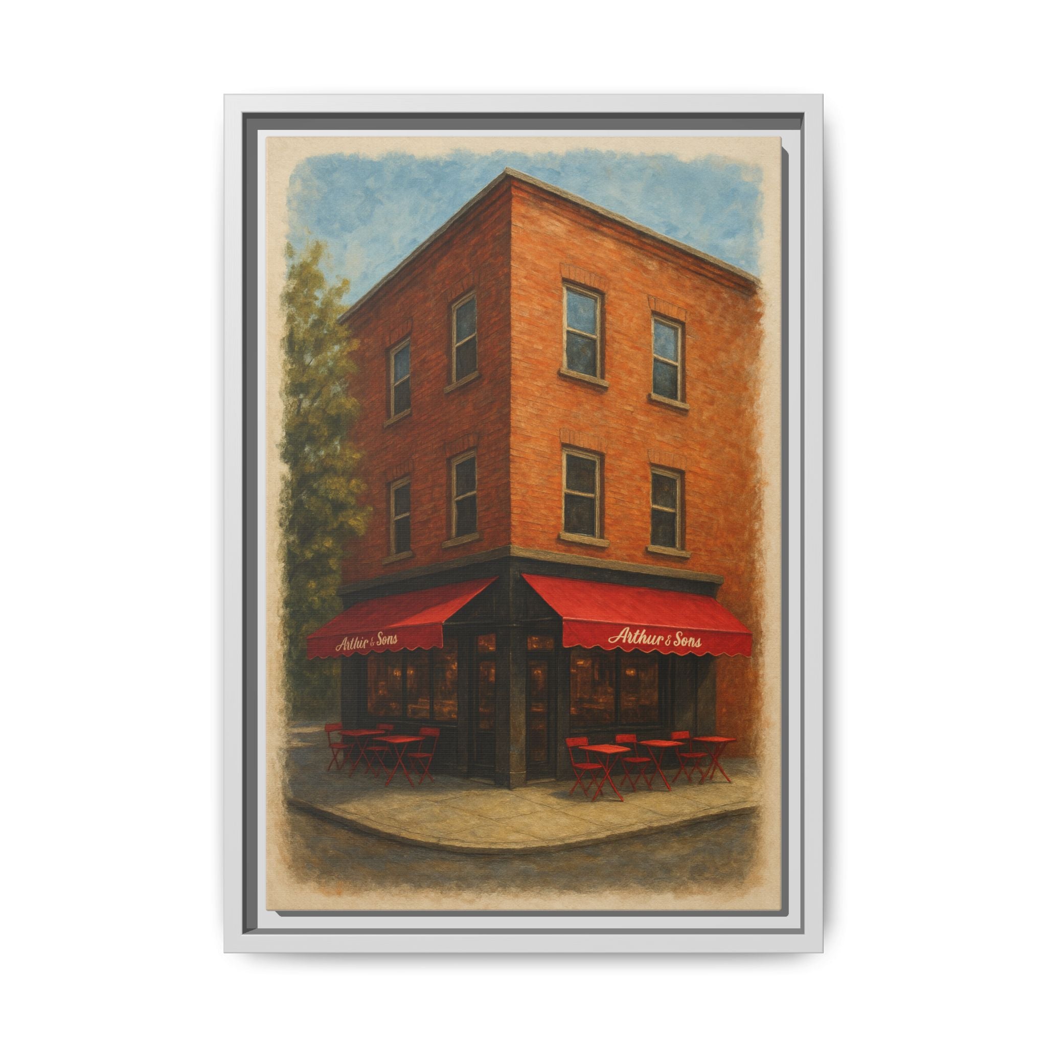 Arthur and Sons — Restaurant Print | Matte Canvas + Wooden Frame